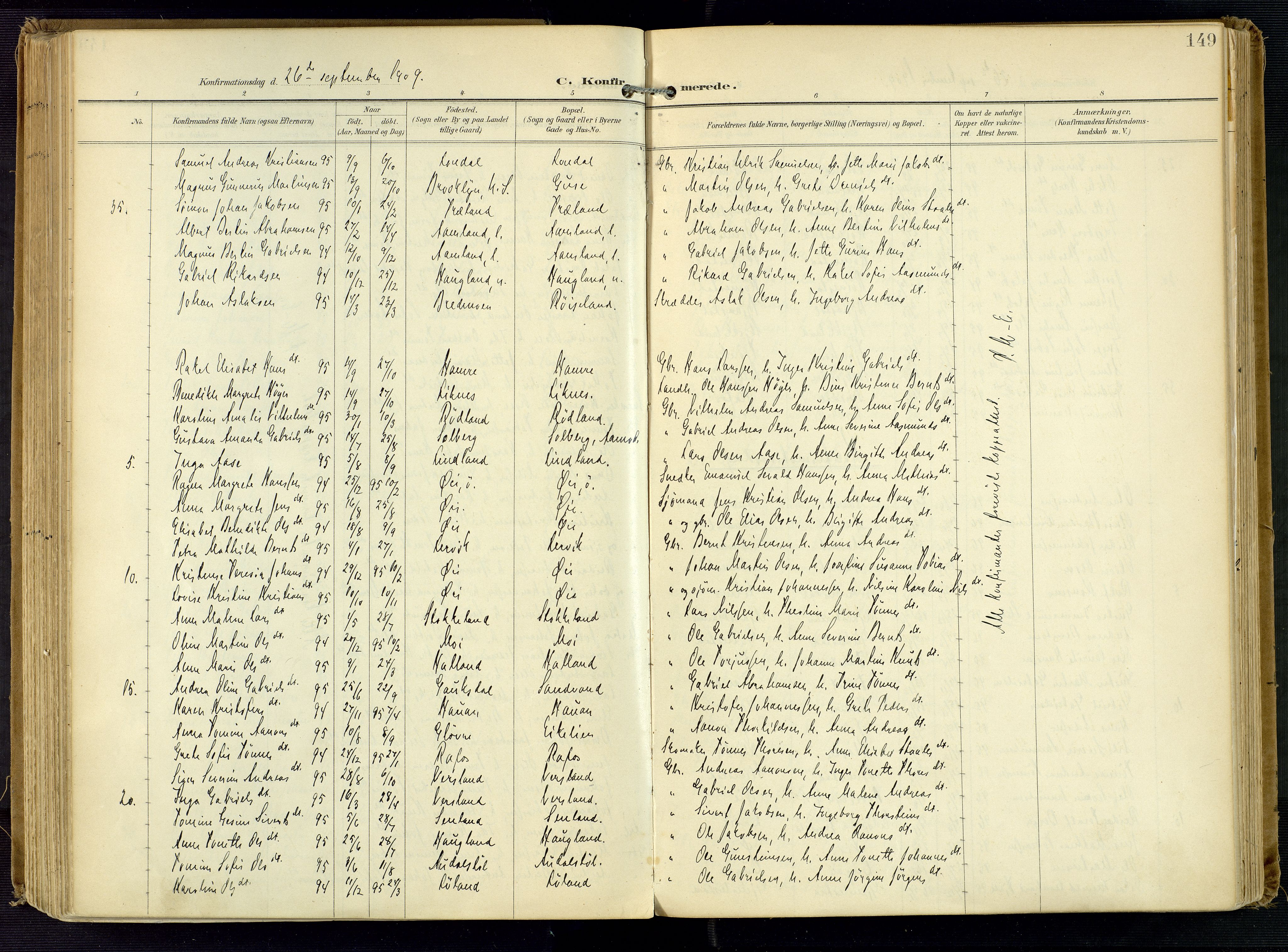 Kvinesdal sokneprestkontor, AV/SAK-1111-0026/F/Fa/Fab/L0009: Parish register (official) no. A 9, 1898-1915, p. 149