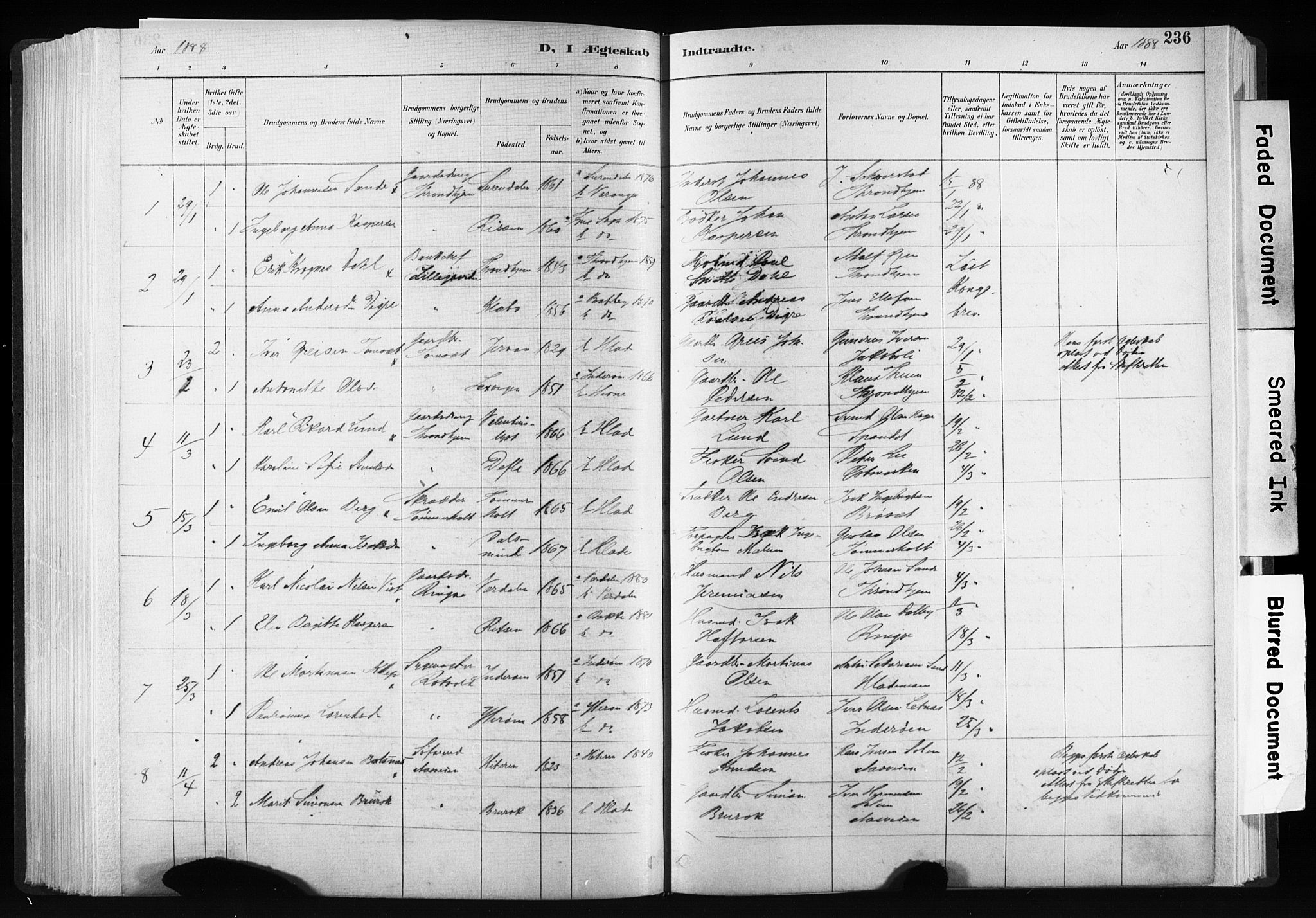 Ministerialprotokoller, klokkerbøker og fødselsregistre - Sør-Trøndelag, SAT/A-1456/606/L0300: Parish register (official) no. 606A15, 1886-1893, p. 236