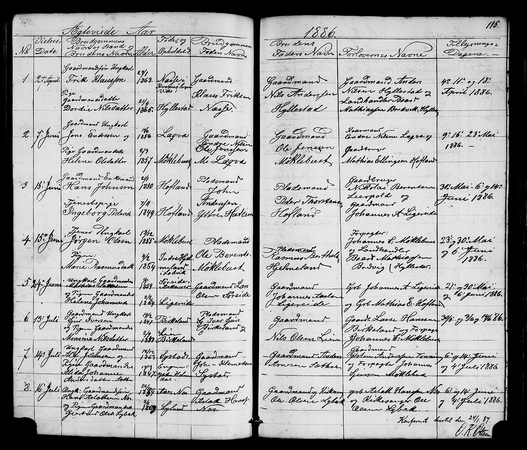 Hyllestad sokneprestembete, SAB/A-80401: Parish register (copy) no. A 2, 1876-1906, p. 115