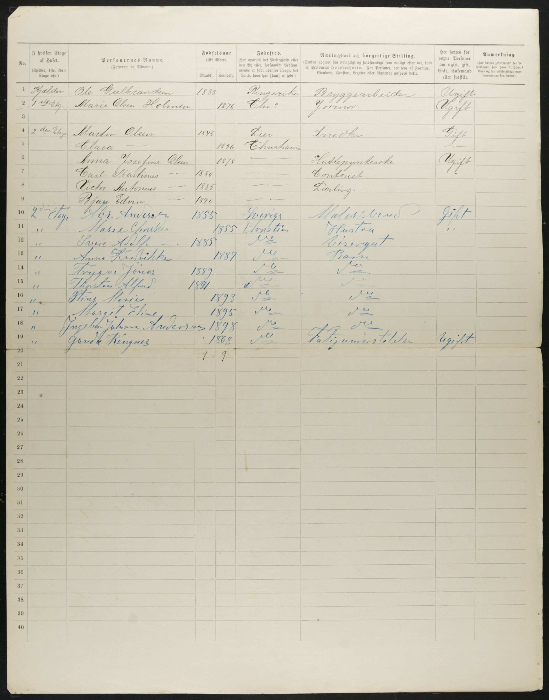 OBA, Municipal Census 1901 for Kristiania, 1901, p. 479