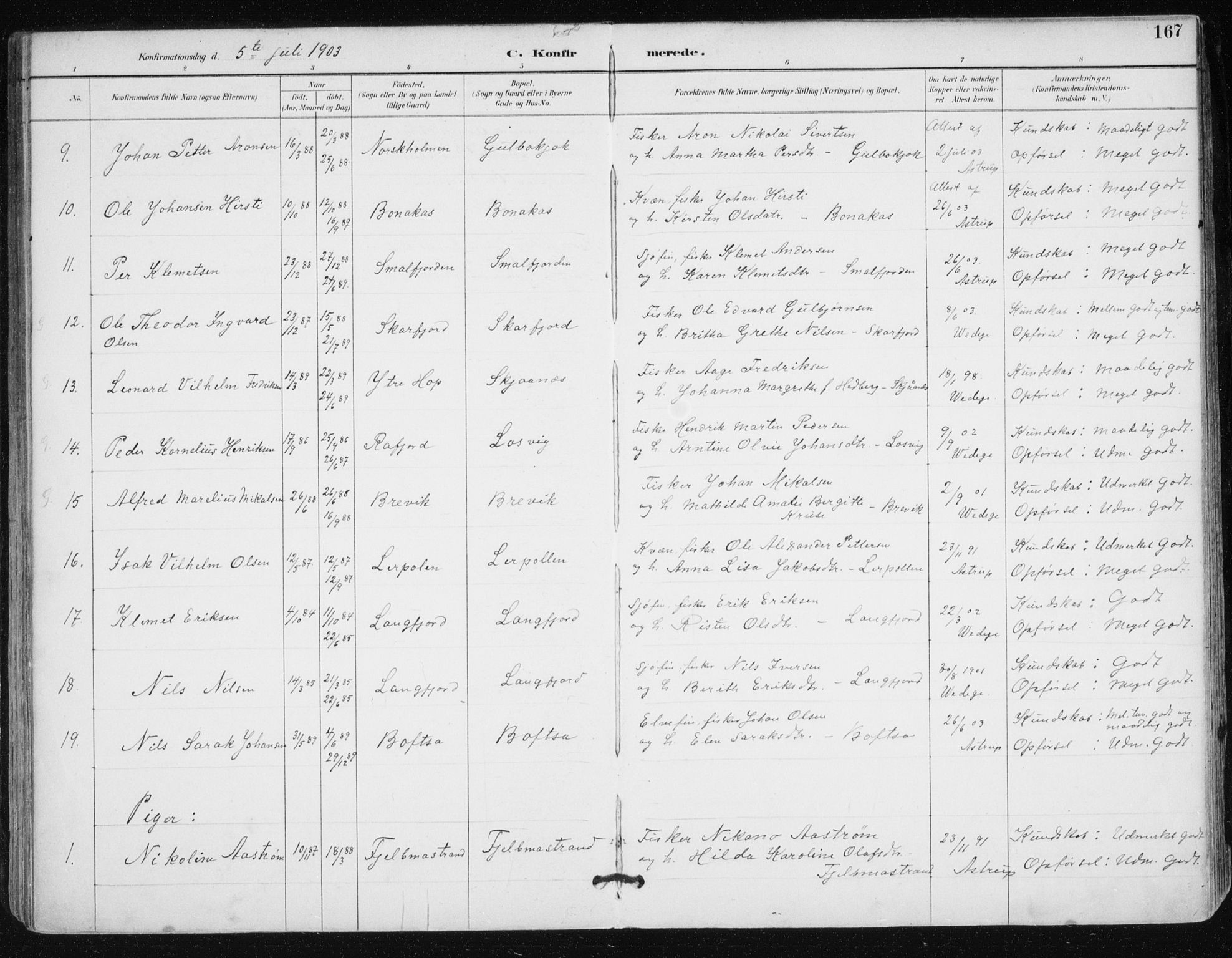 Tana sokneprestkontor, AV/SATØ-S-1334/H/Ha/L0005kirke: Parish register (official) no. 5, 1891-1903, p. 167