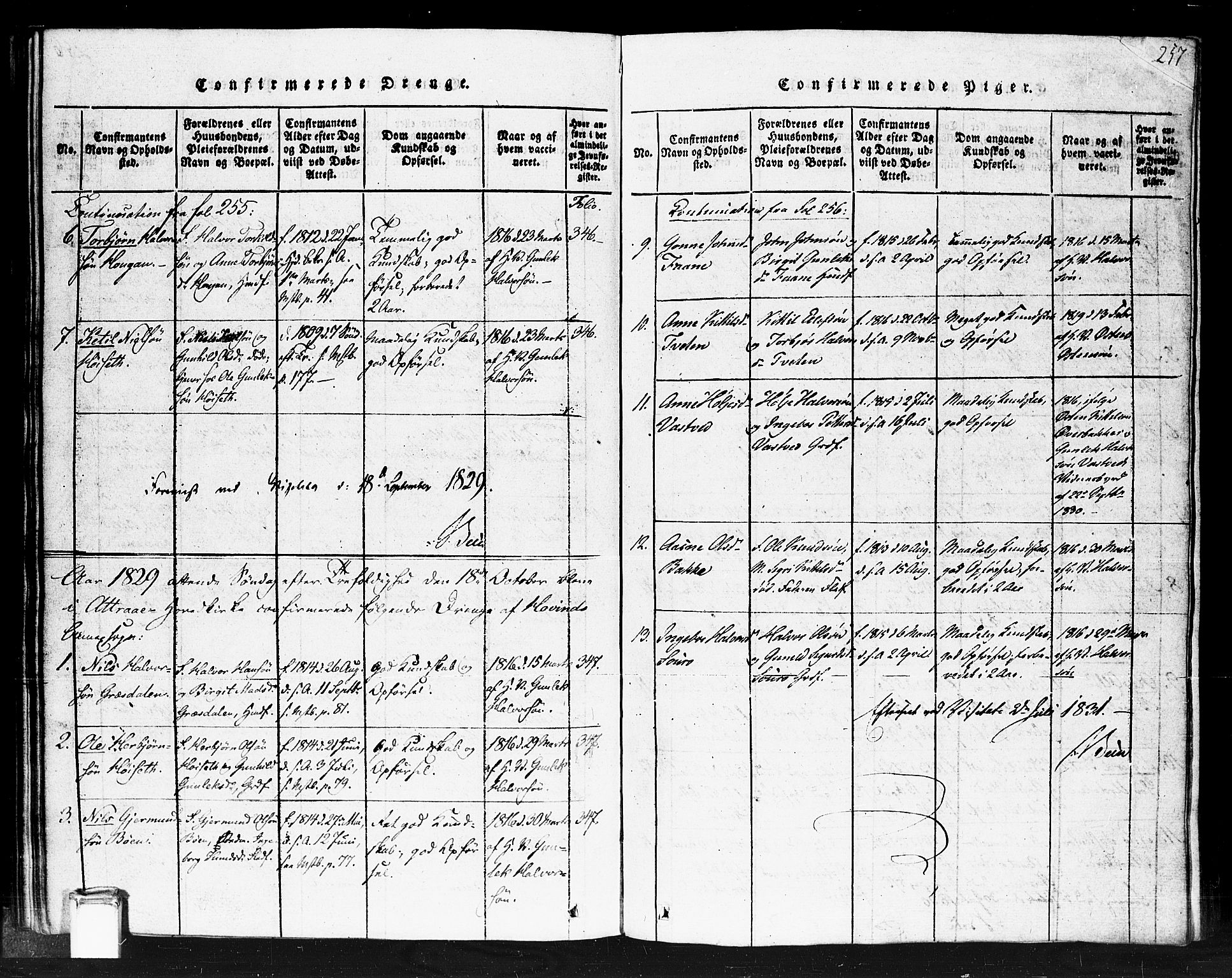 Gransherad kirkebøker, SAKO/A-267/F/Fb/L0002: Parish register (official) no. II 2, 1815-1843, p. 257