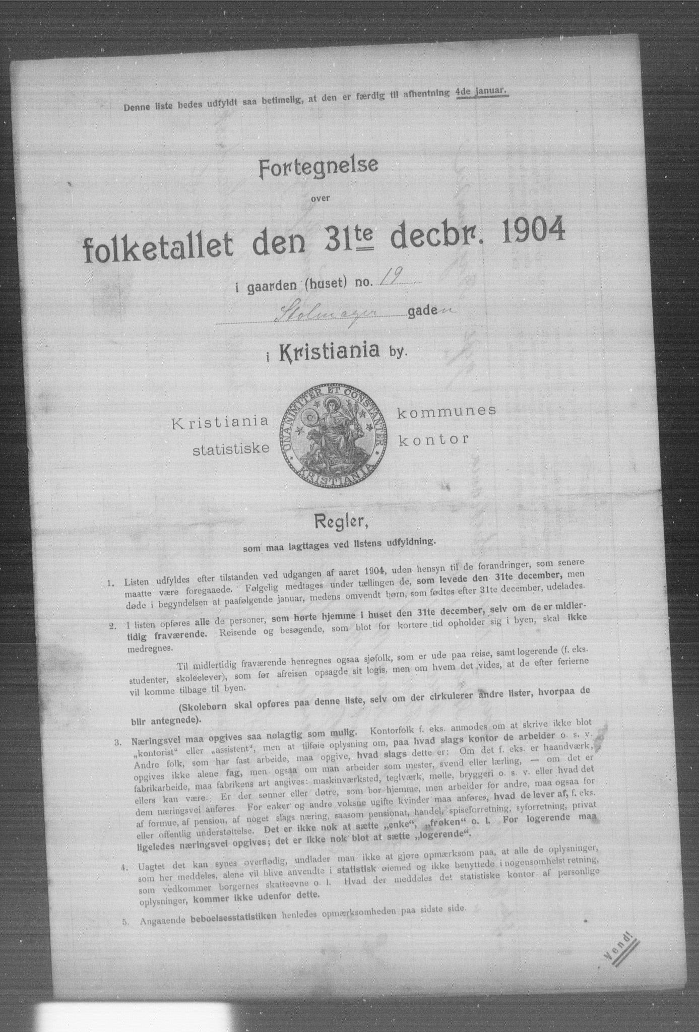 OBA, Municipal Census 1904 for Kristiania, 1904, p. 19426