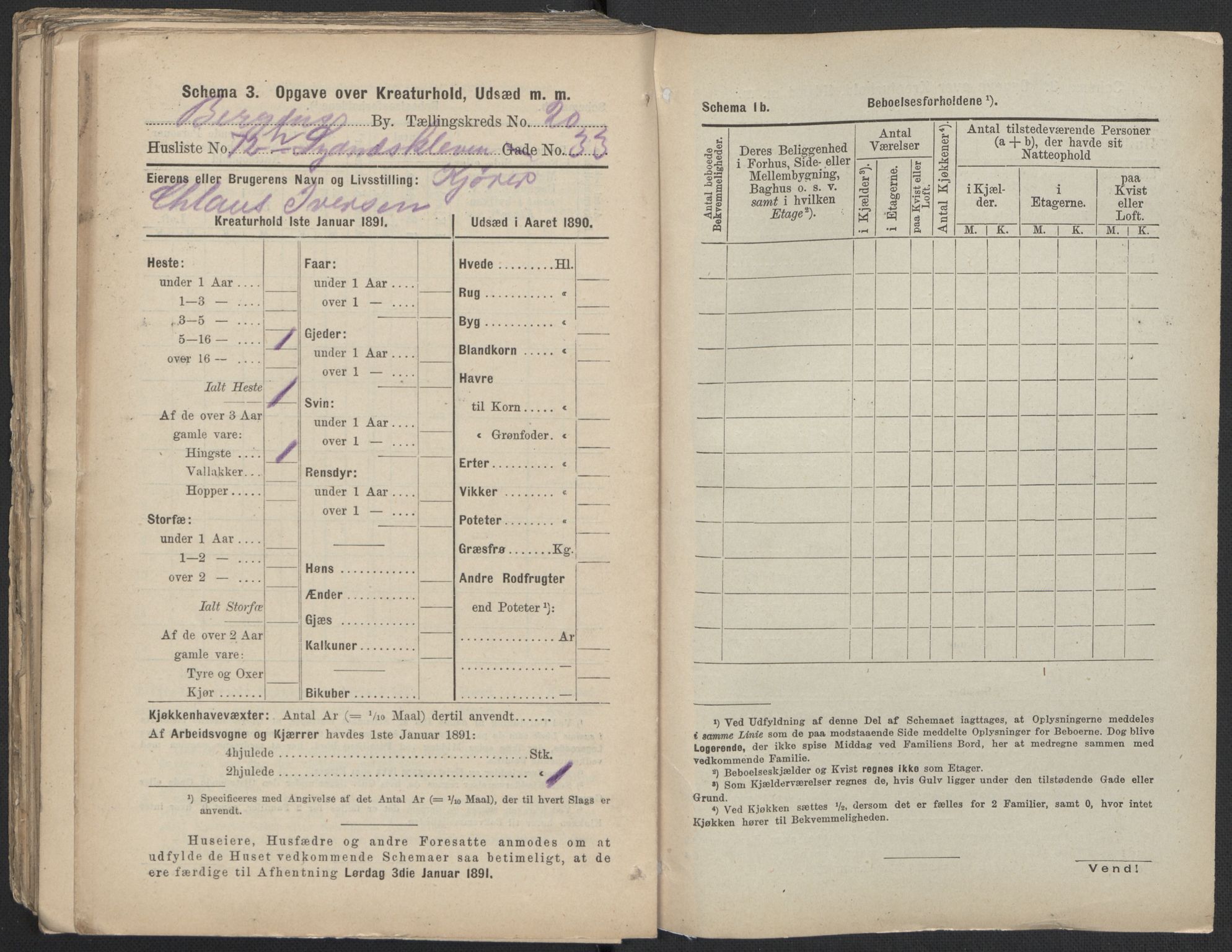 RA, 1891 Census for 1301 Bergen, 1891, p. 3305