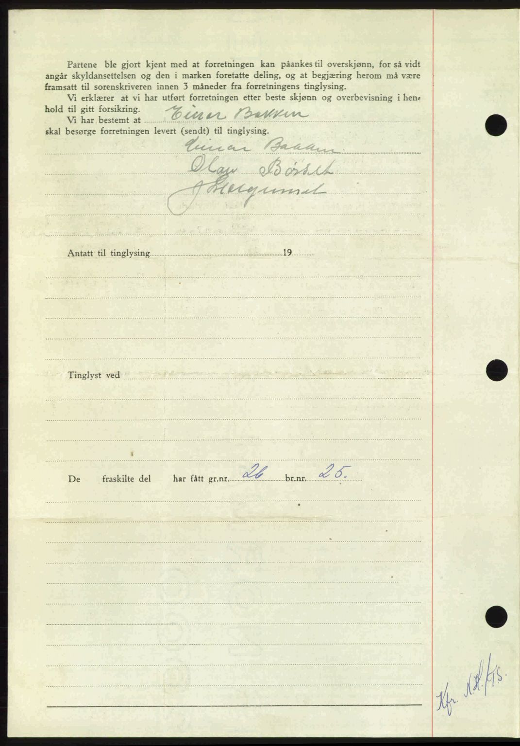 Nordmøre sorenskriveri, AV/SAT-A-4132/1/2/2Ca: Mortgage book no. A105, 1947-1947, Diary no: : 1876/1947