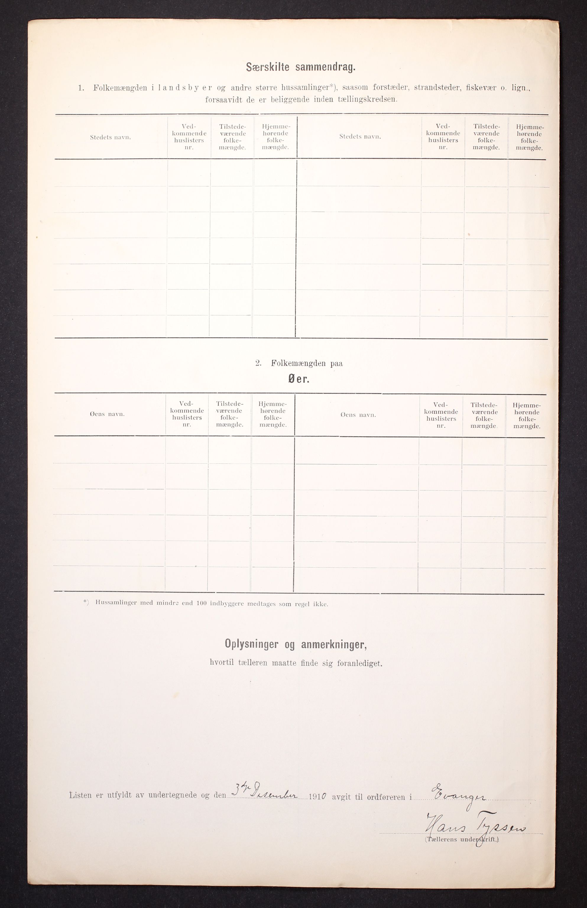 RA, 1910 census for Evanger, 1910, p. 42