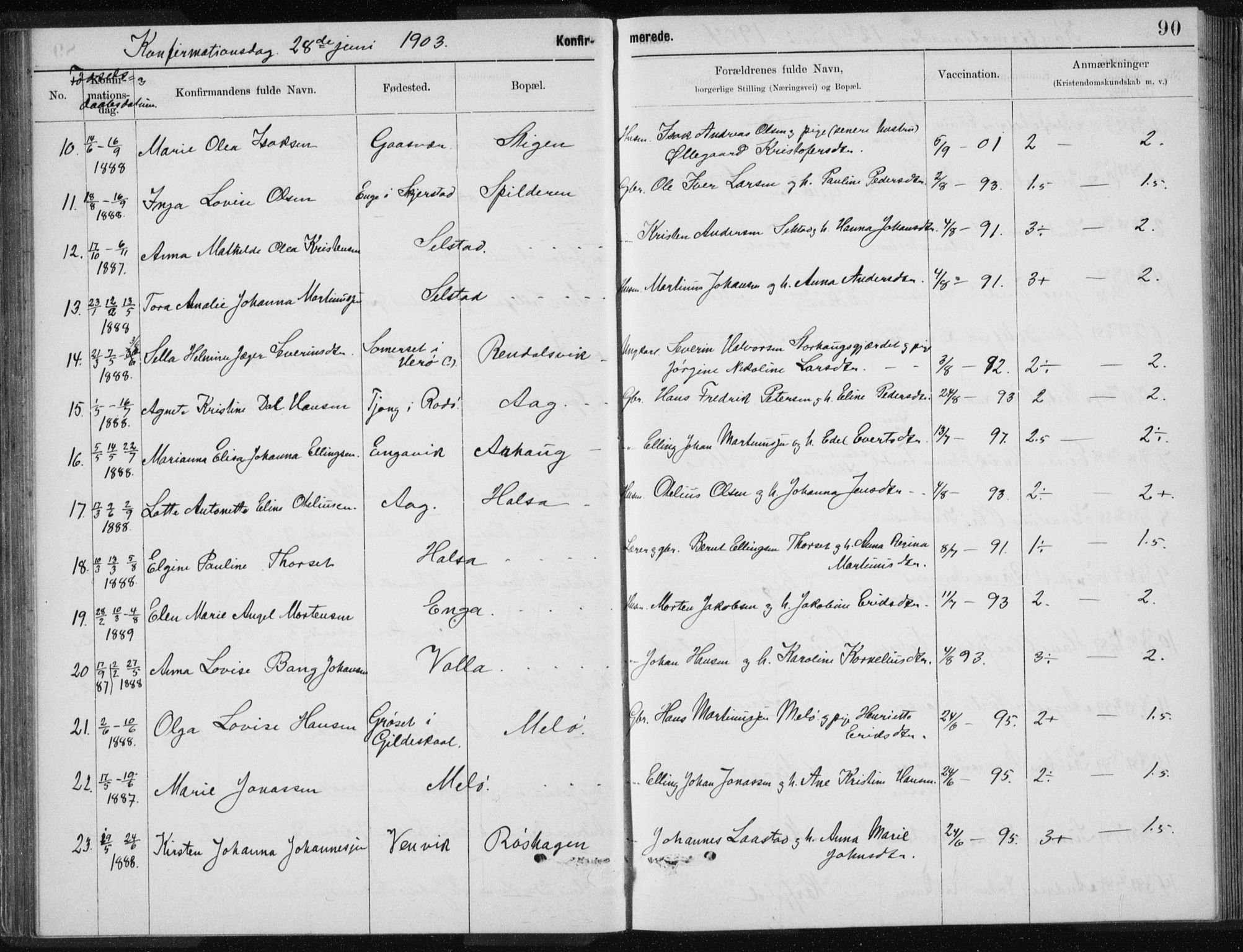 Ministerialprotokoller, klokkerbøker og fødselsregistre - Nordland, SAT/A-1459/843/L0637: Parish register (copy) no. 843C06, 1884-1908, p. 90