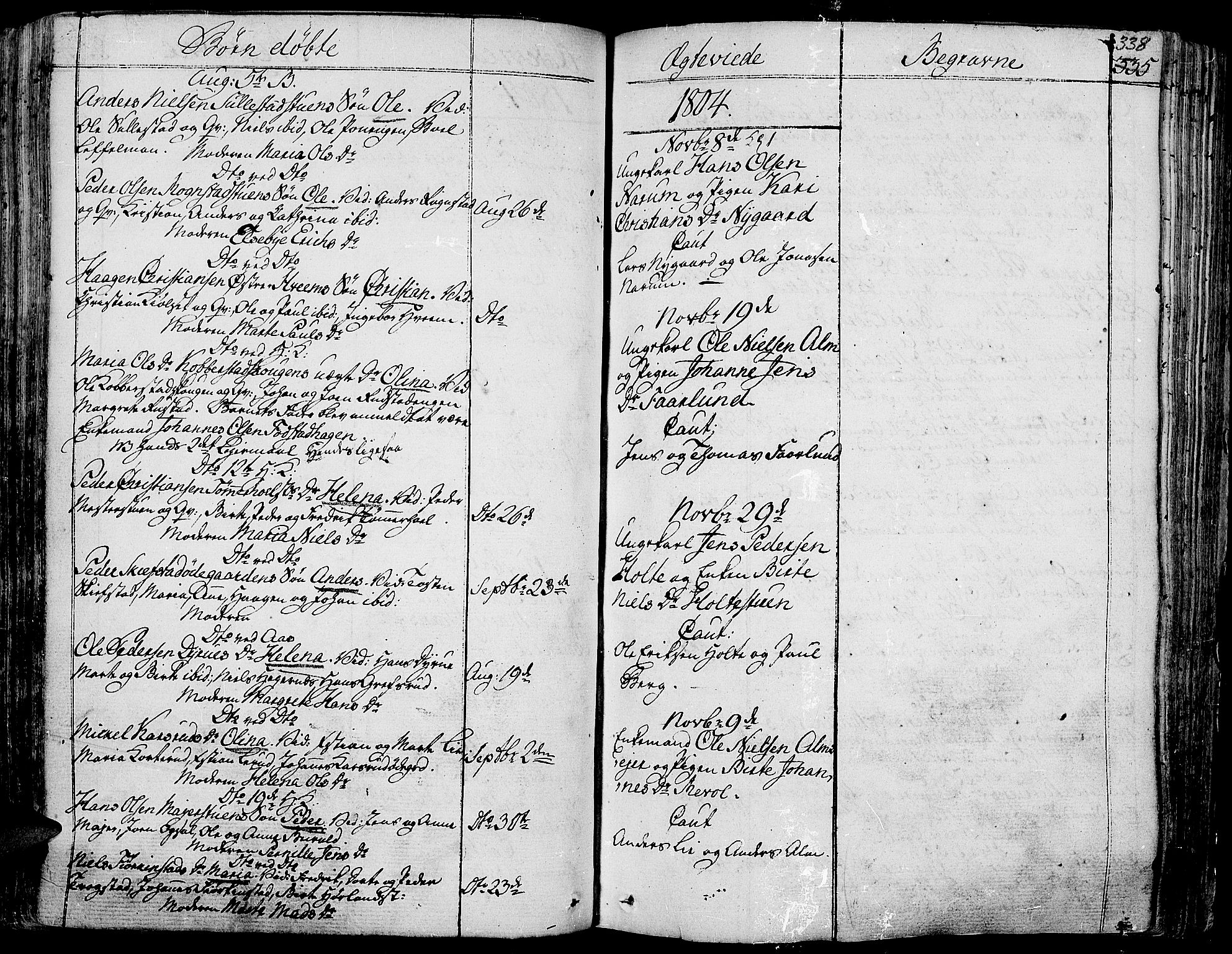 Toten prestekontor, SAH/PREST-102/H/Ha/Haa/L0007: Parish register (official) no. 7, 1794-1809, p. 338
