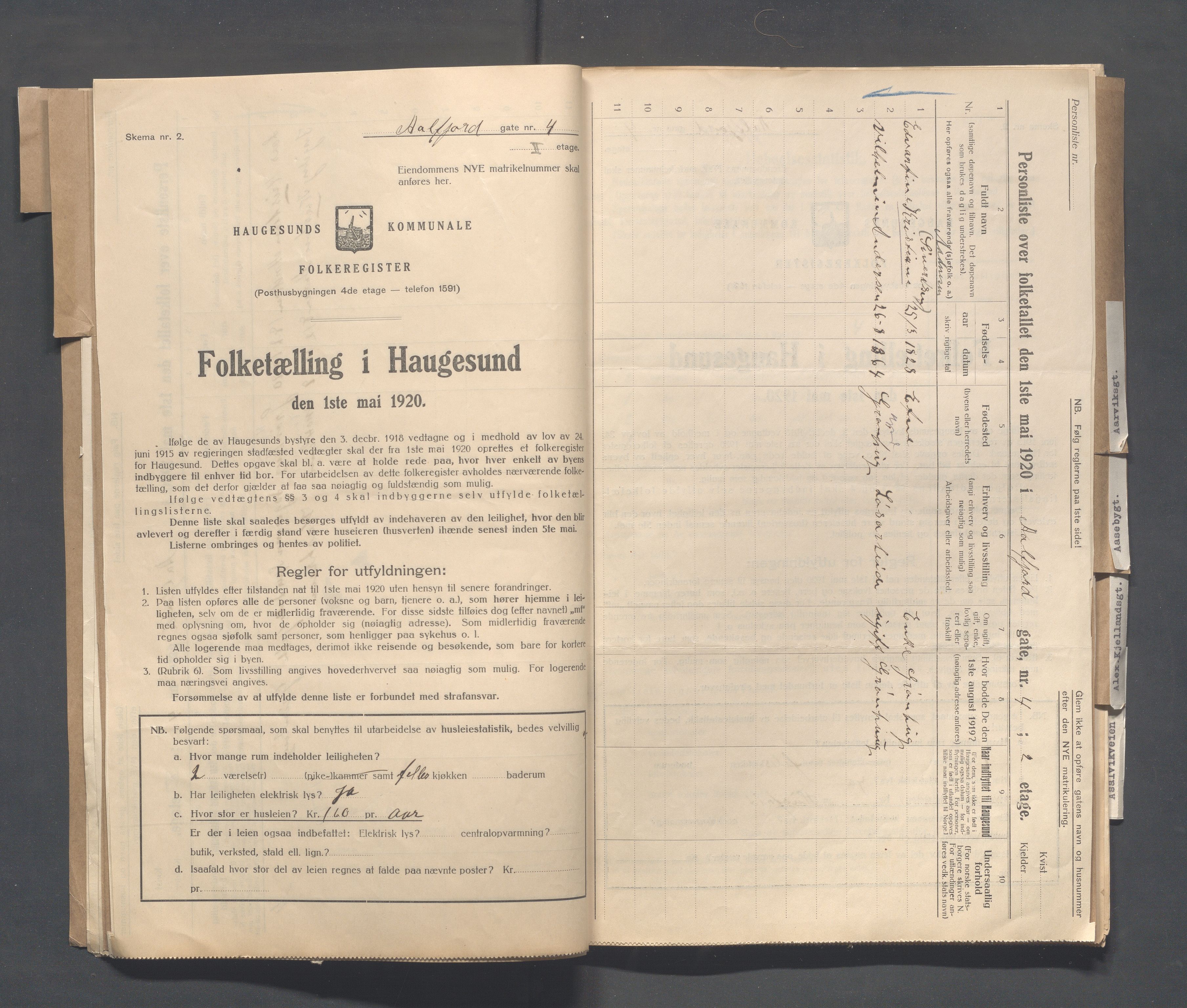 IKAR, Local census 1.5.1920 for Haugesund, 1920, p. 13
