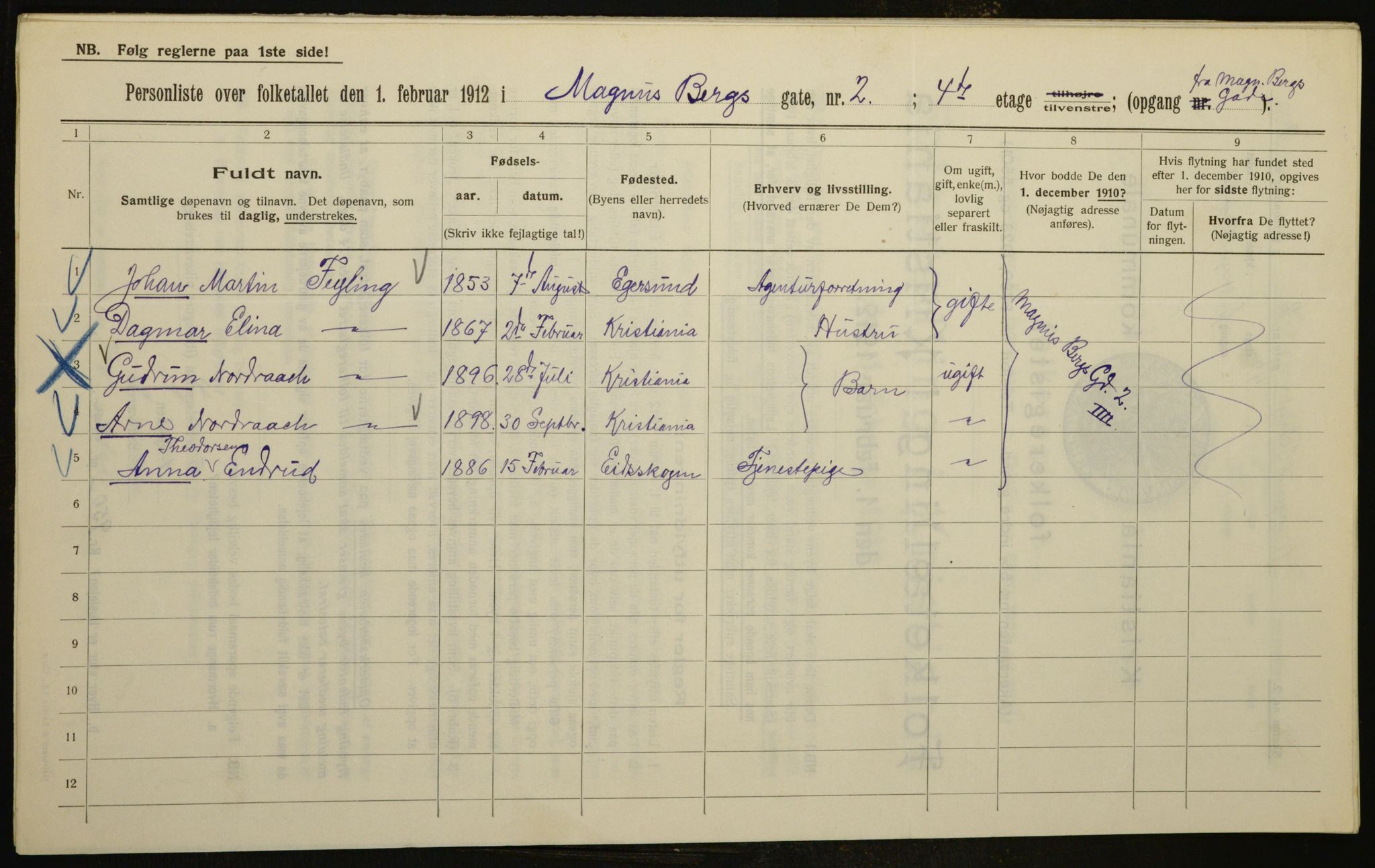 OBA, Municipal Census 1912 for Kristiania, 1912, p. 59440