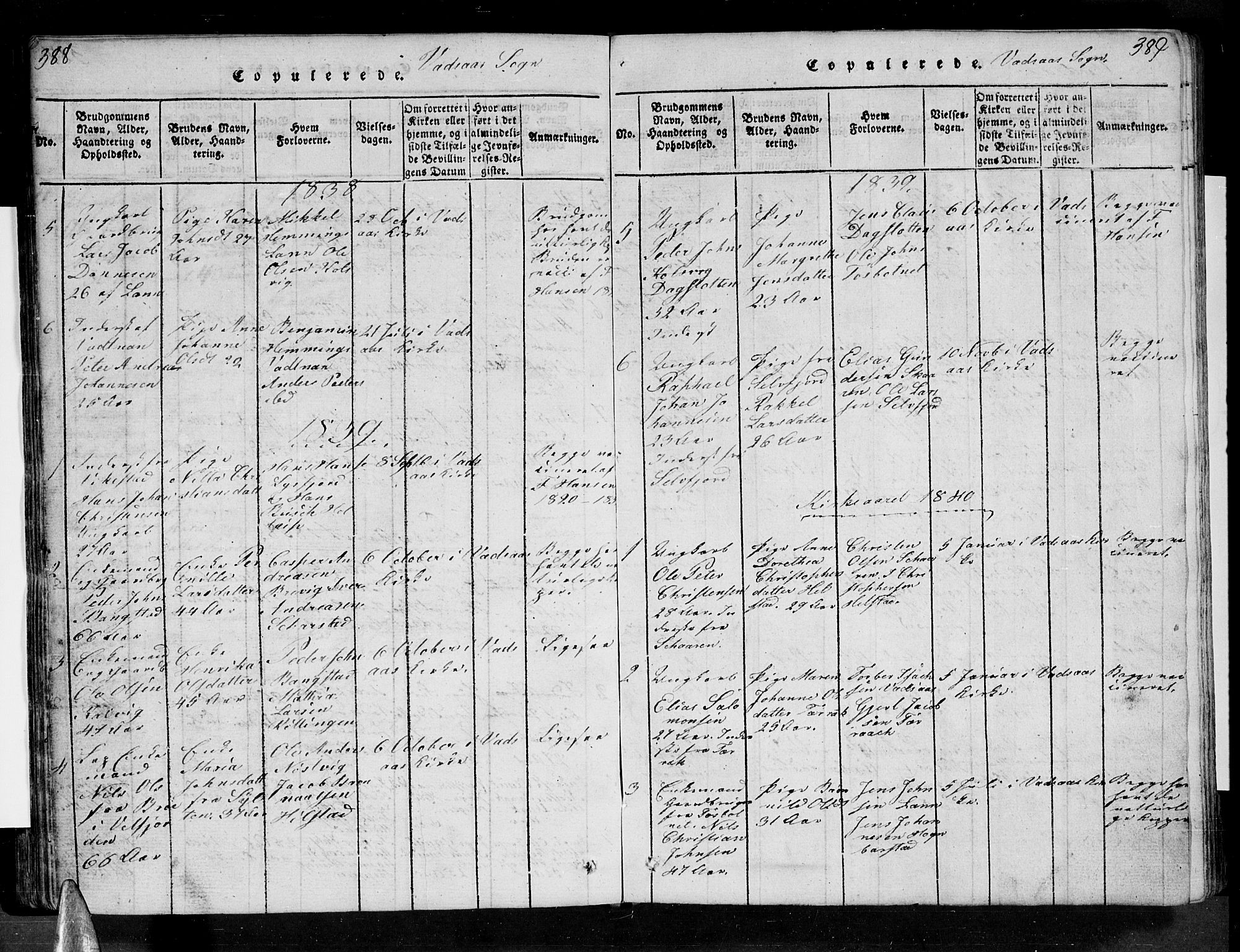 Ministerialprotokoller, klokkerbøker og fødselsregistre - Nordland, AV/SAT-A-1459/810/L0142: Parish register (official) no. 810A06 /1, 1819-1841, p. 388-389