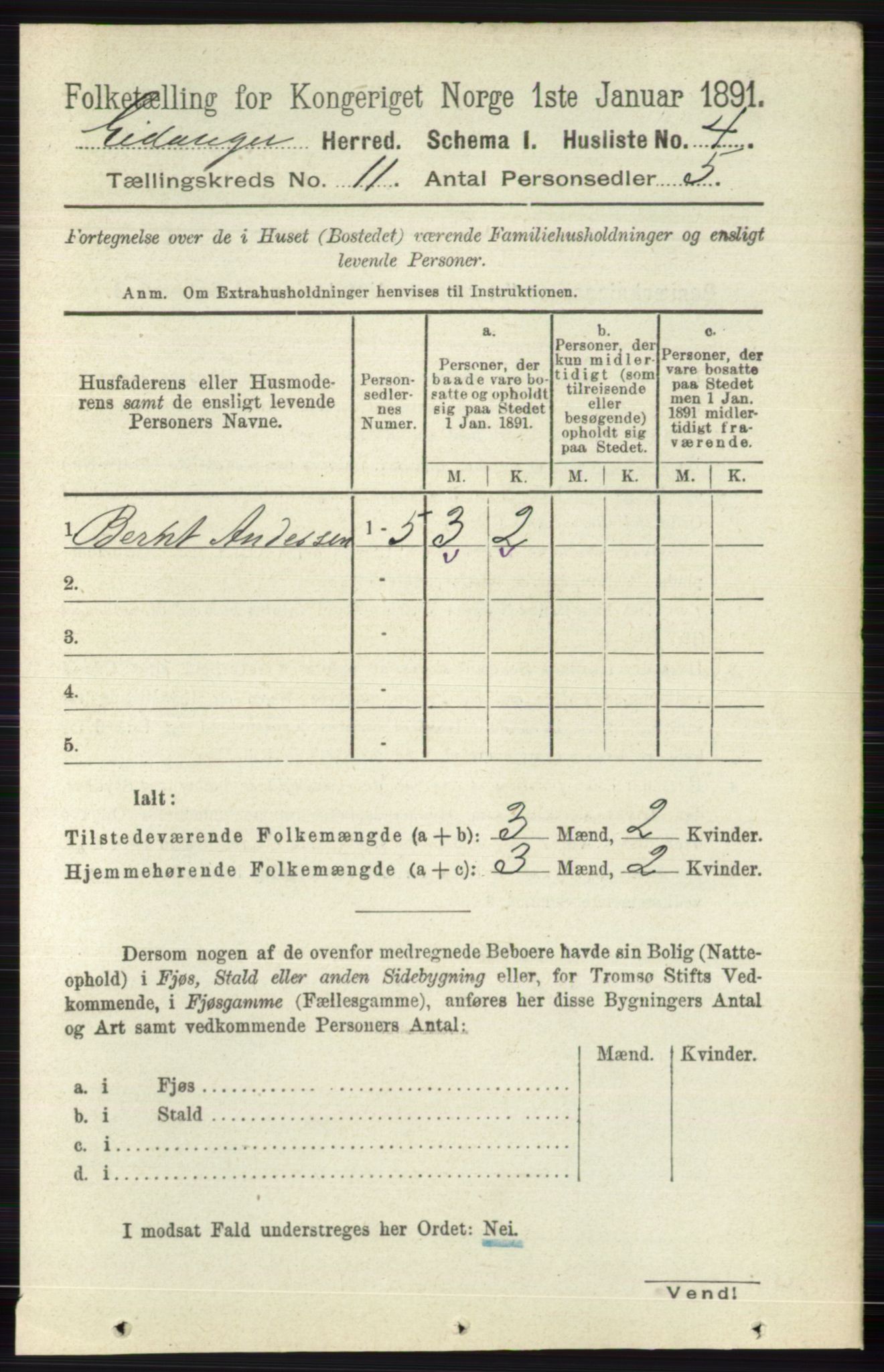 RA, 1891 census for 0813 Eidanger, 1891, p. 4210