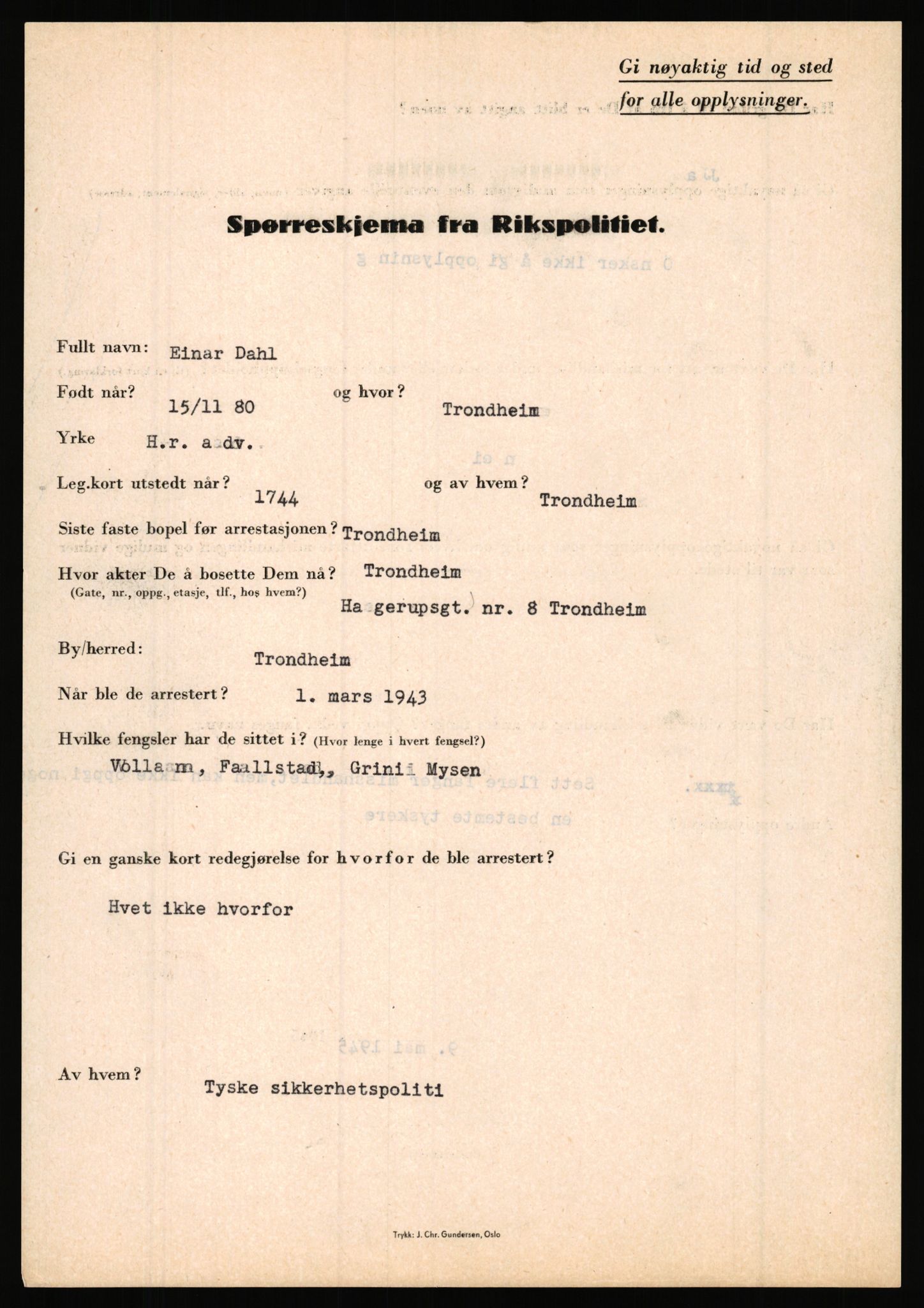 Rikspolitisjefen, AV/RA-S-1560/L/L0003: Bua, Bjarne - Erdal, Ingolf, 1940-1945, p. 239