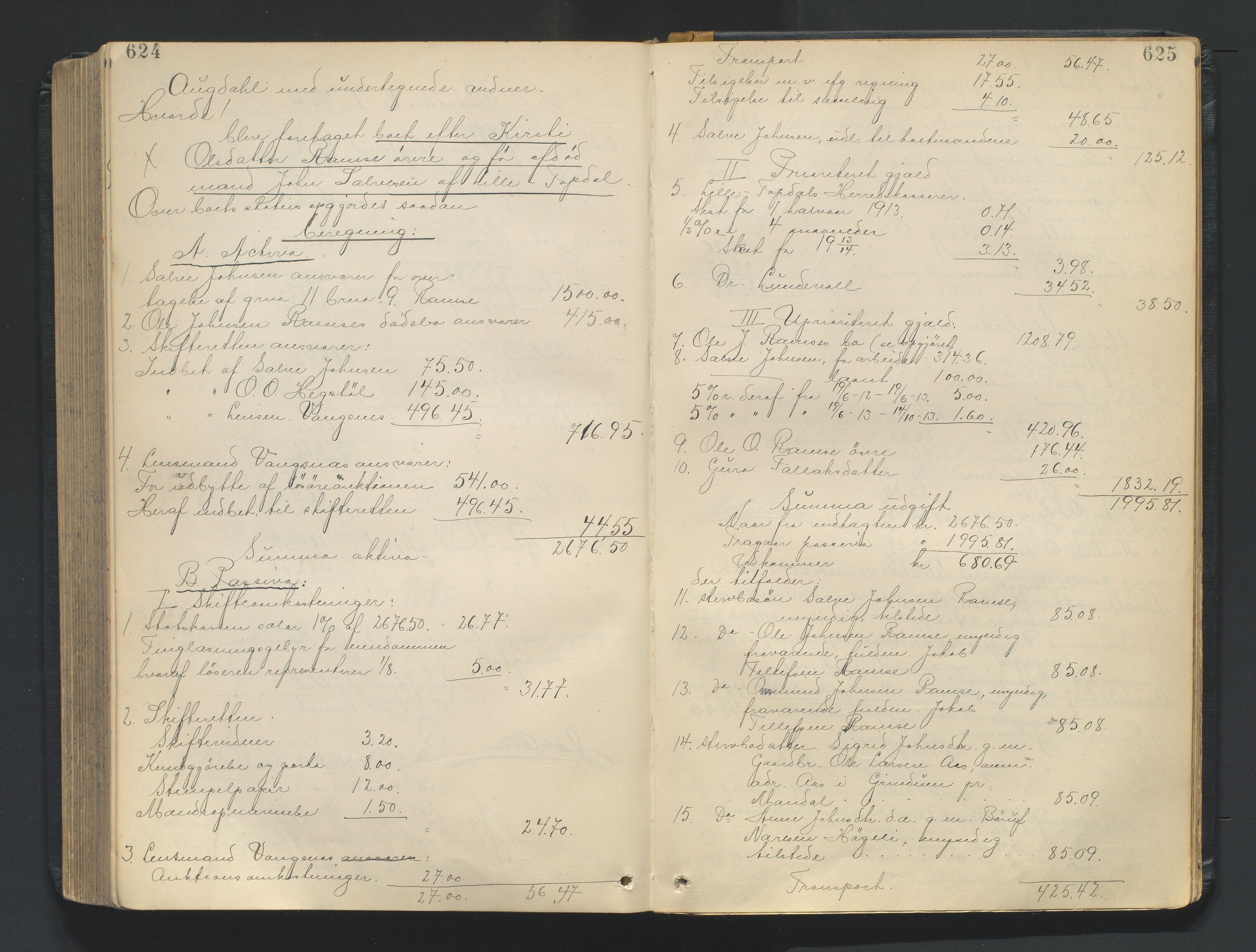 Nedenes sorenskriveri, AV/SAK-1221-0006/H/Hc/L0020: Skifteutlodningsprotokoll nr 6 med register, 1904-1913, p. 624-625