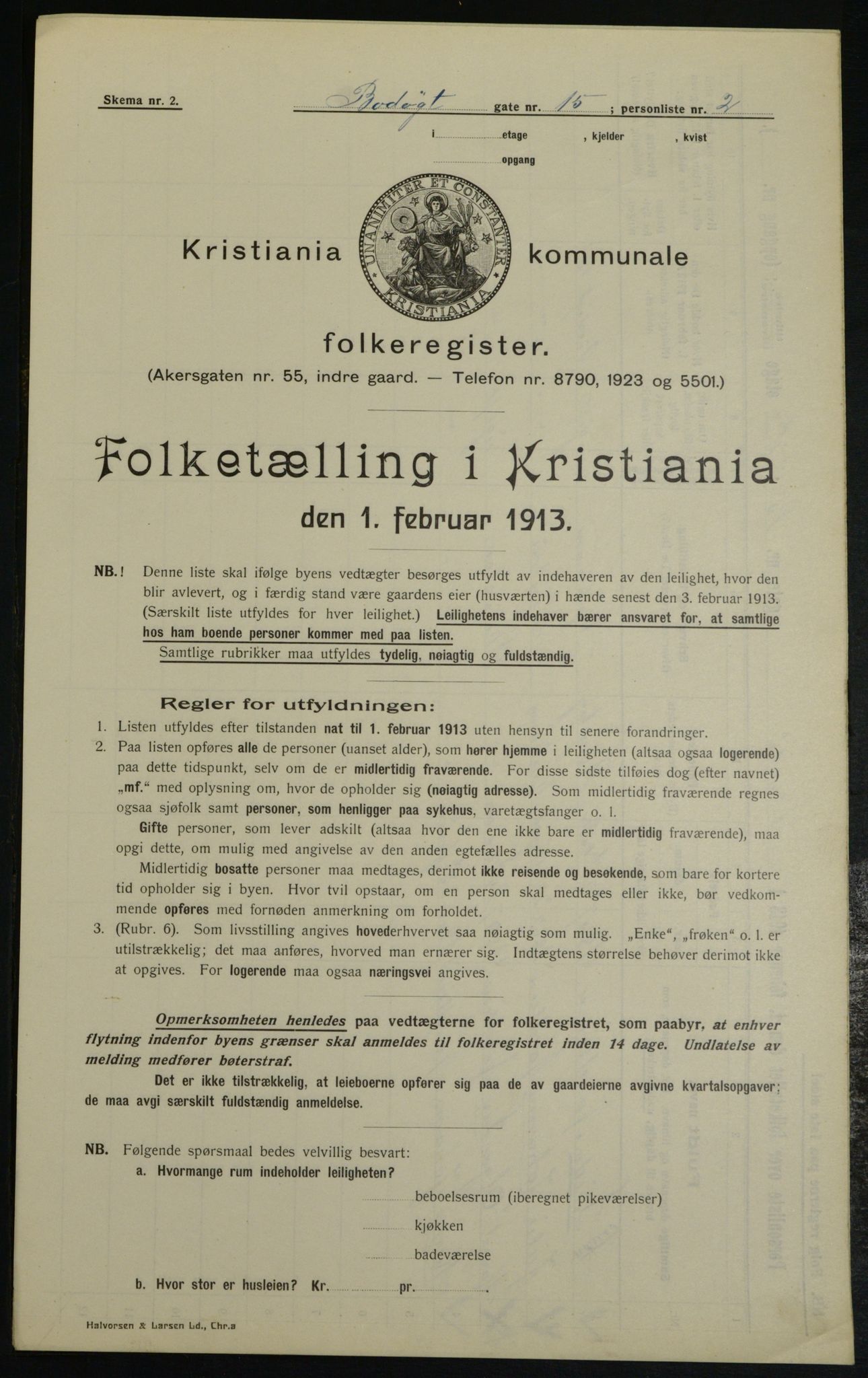 OBA, Municipal Census 1913 for Kristiania, 1913, p. 6643