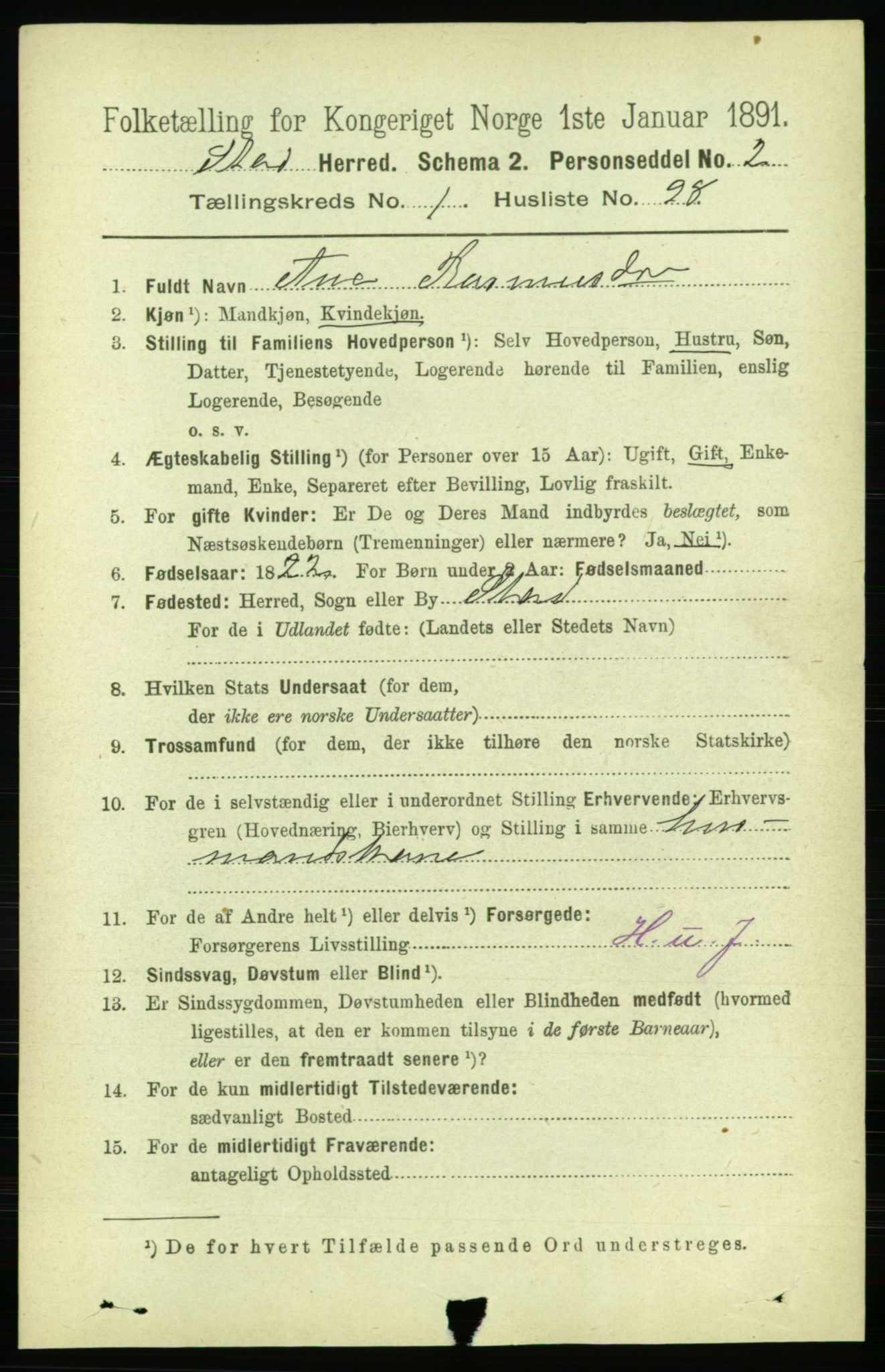 RA, 1891 census for 1734 Stod, 1891, p. 592