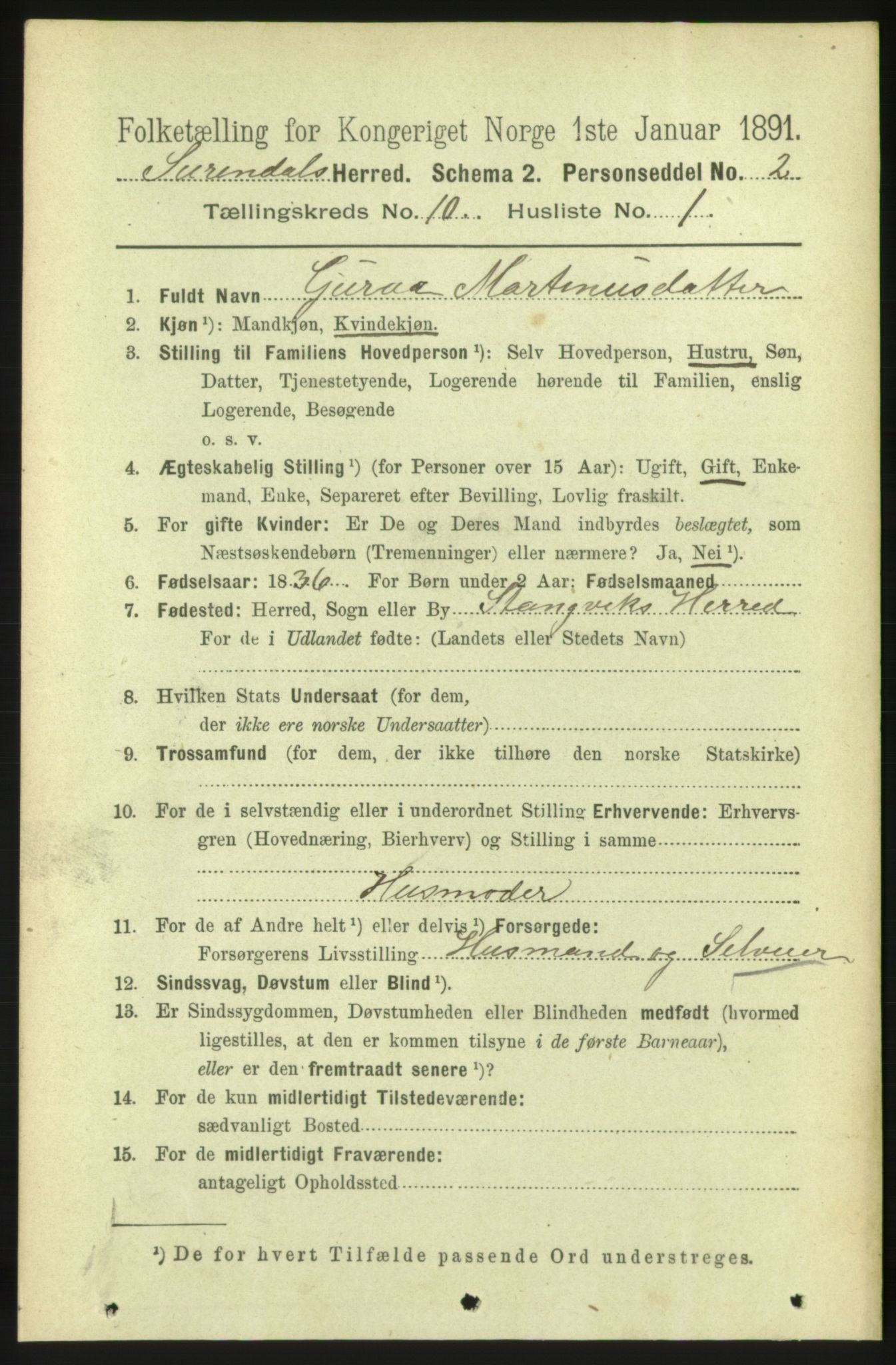 RA, 1891 census for 1566 Surnadal, 1891, p. 2530