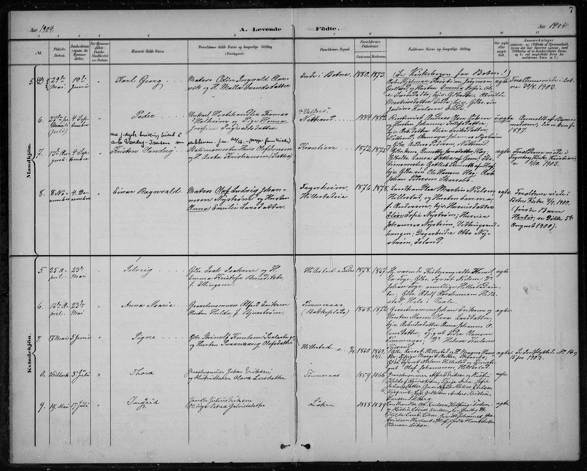 Botne kirkebøker, AV/SAKO-A-340/F/Fb/L0002: Parish register (official) no. II 2, 1902-1915, p. 7