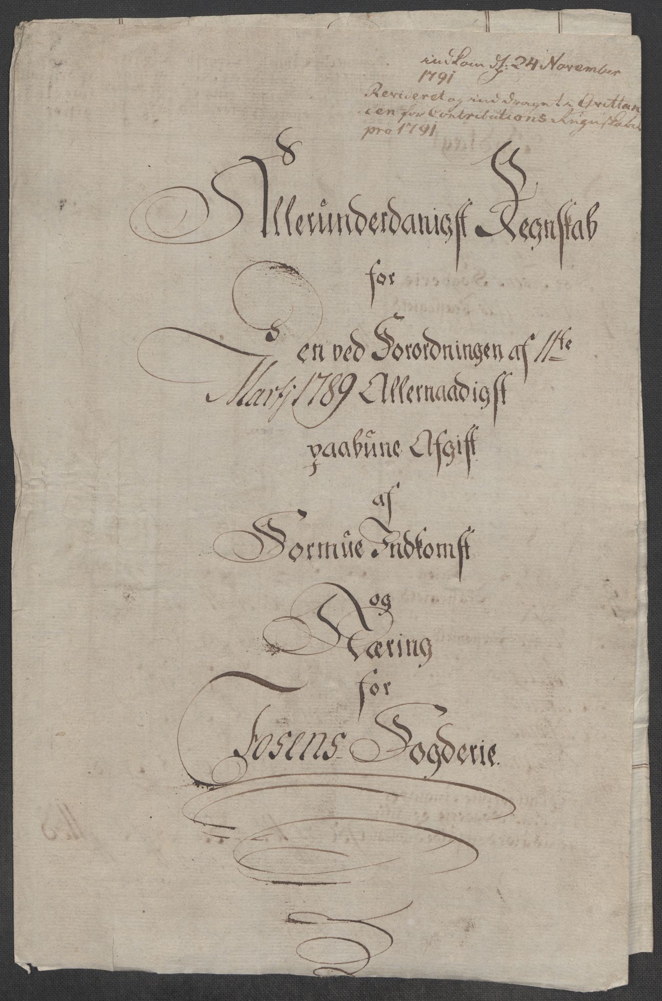 Rentekammeret inntil 1814, Reviderte regnskaper, Mindre regnskaper, AV/RA-EA-4068/Rf/Rfe/L0009: Fredrikstad. Fosen fogderi, 1789, p. 307