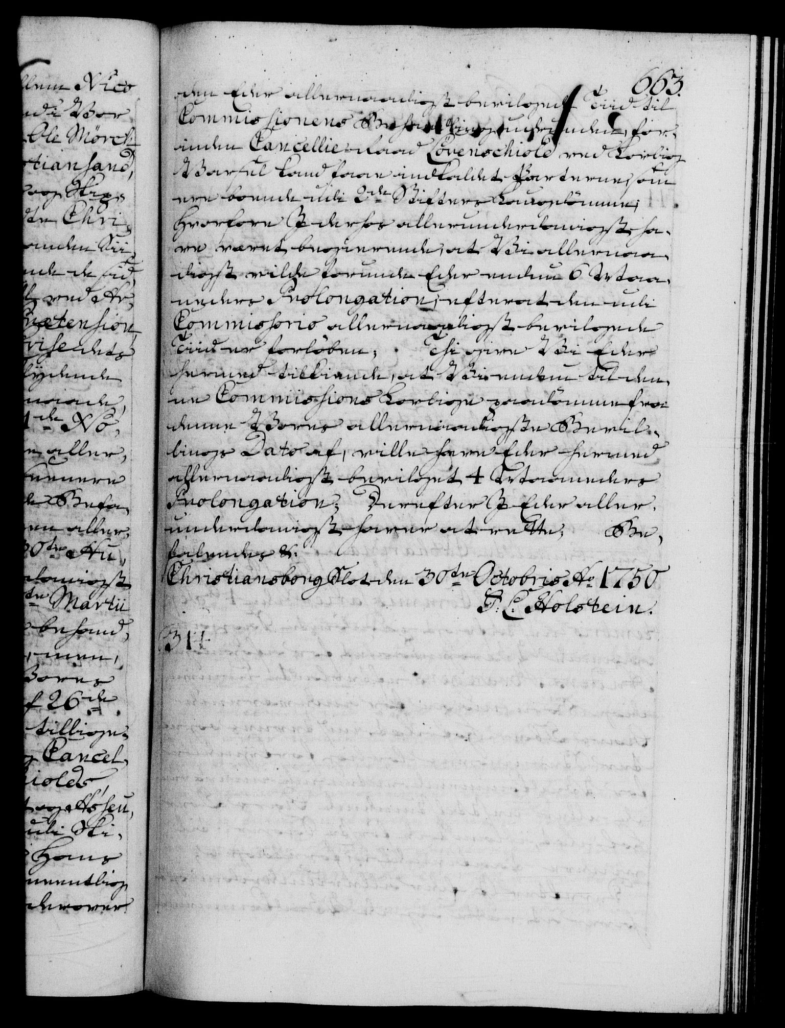 Danske Kanselli 1572-1799, RA/EA-3023/F/Fc/Fca/Fcab/L0032: Norske tegnelser, 1749-1750, p. 663a