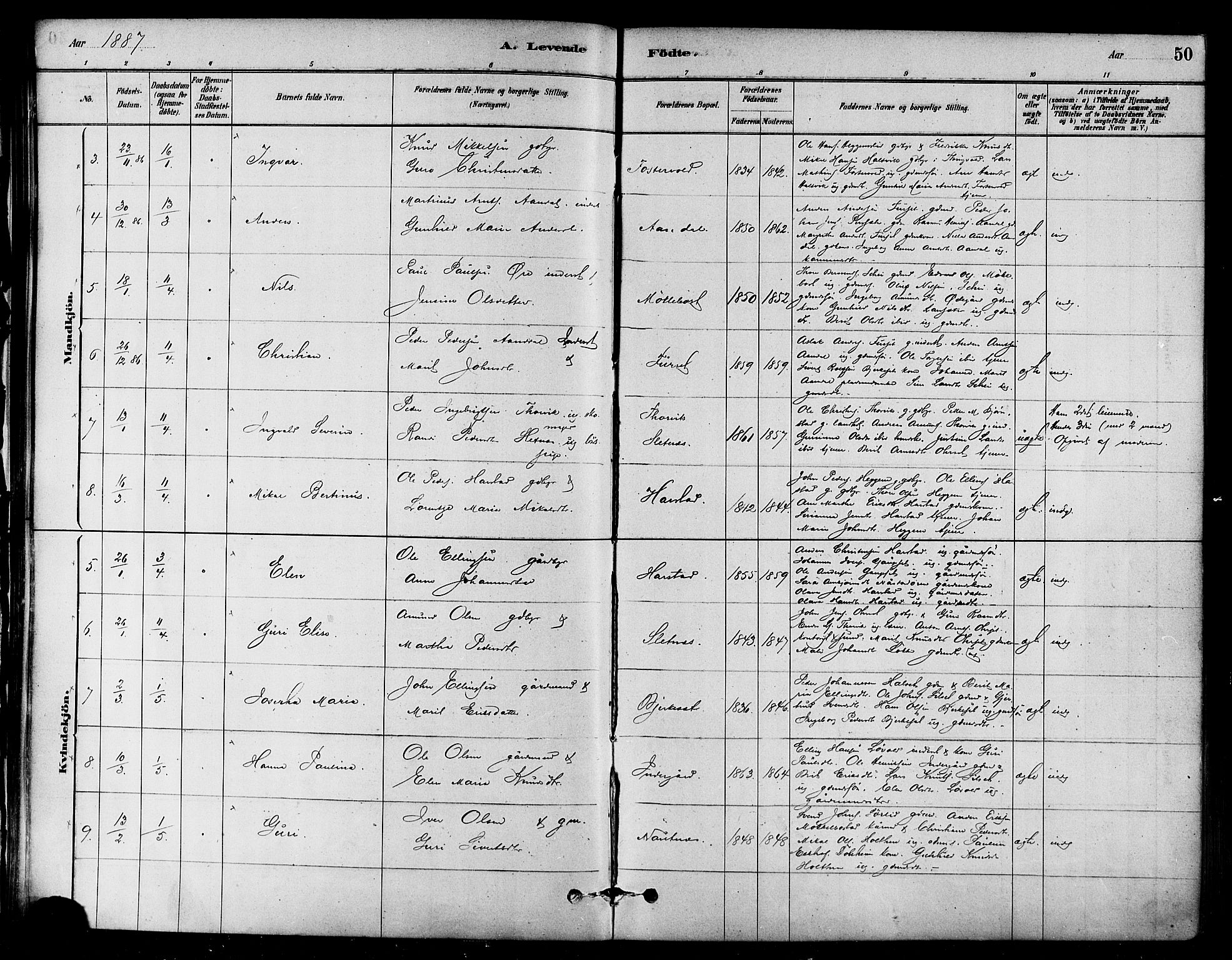 Ministerialprotokoller, klokkerbøker og fødselsregistre - Møre og Romsdal, AV/SAT-A-1454/584/L0967: Parish register (official) no. 584A07, 1879-1894, p. 50