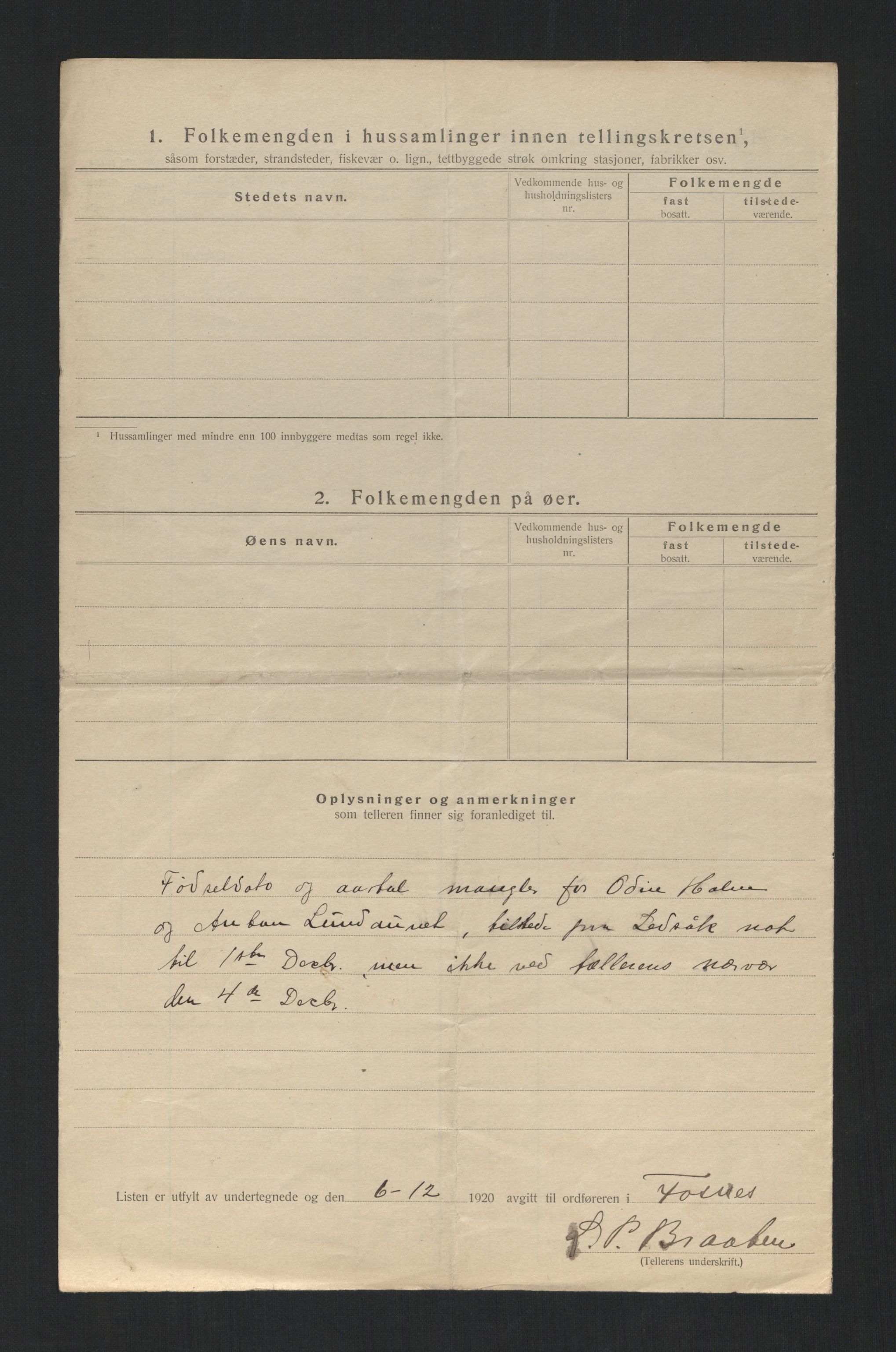 SAT, 1920 census for Fosnes, 1920, p. 24