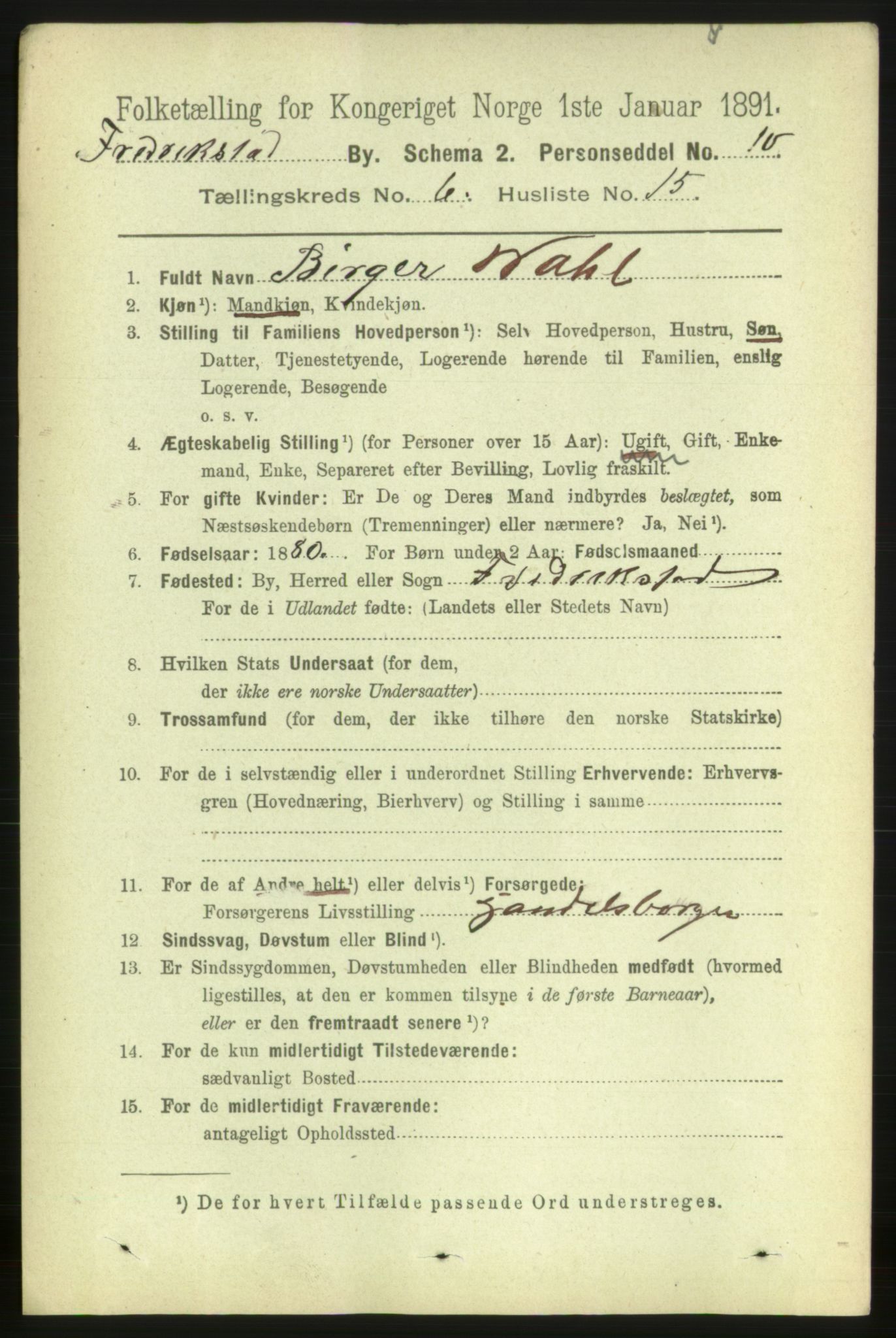 RA, 1891 census for 0103 Fredrikstad, 1891, p. 7792