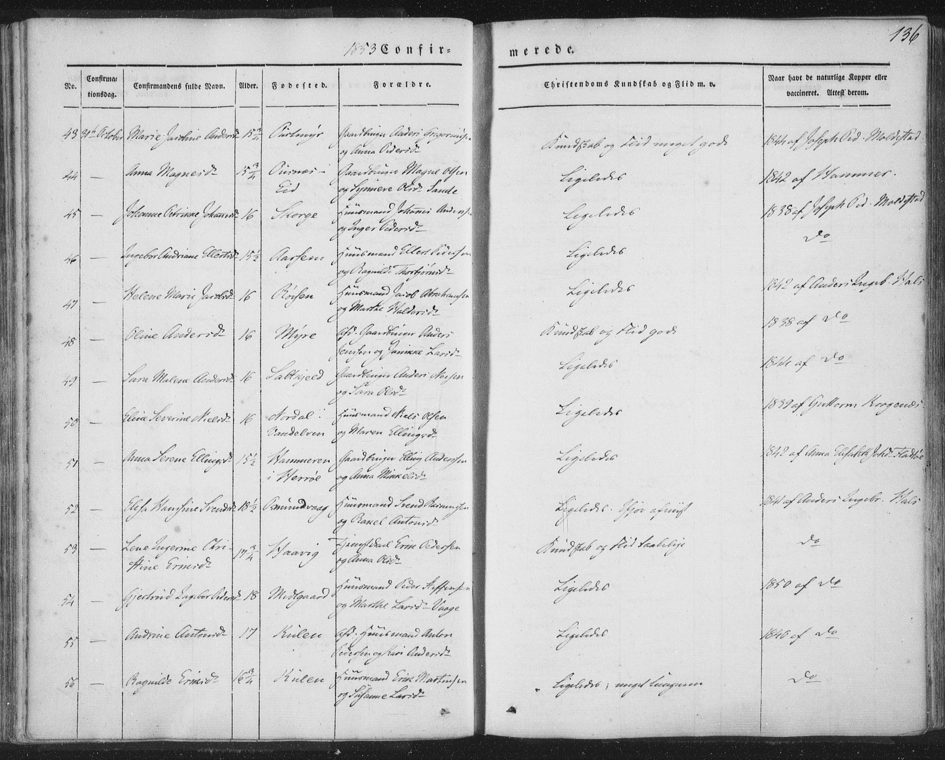 Selje sokneprestembete, AV/SAB-A-99938/H/Ha/Haa/Haaa: Parish register (official) no. A 10, 1844-1858, p. 136