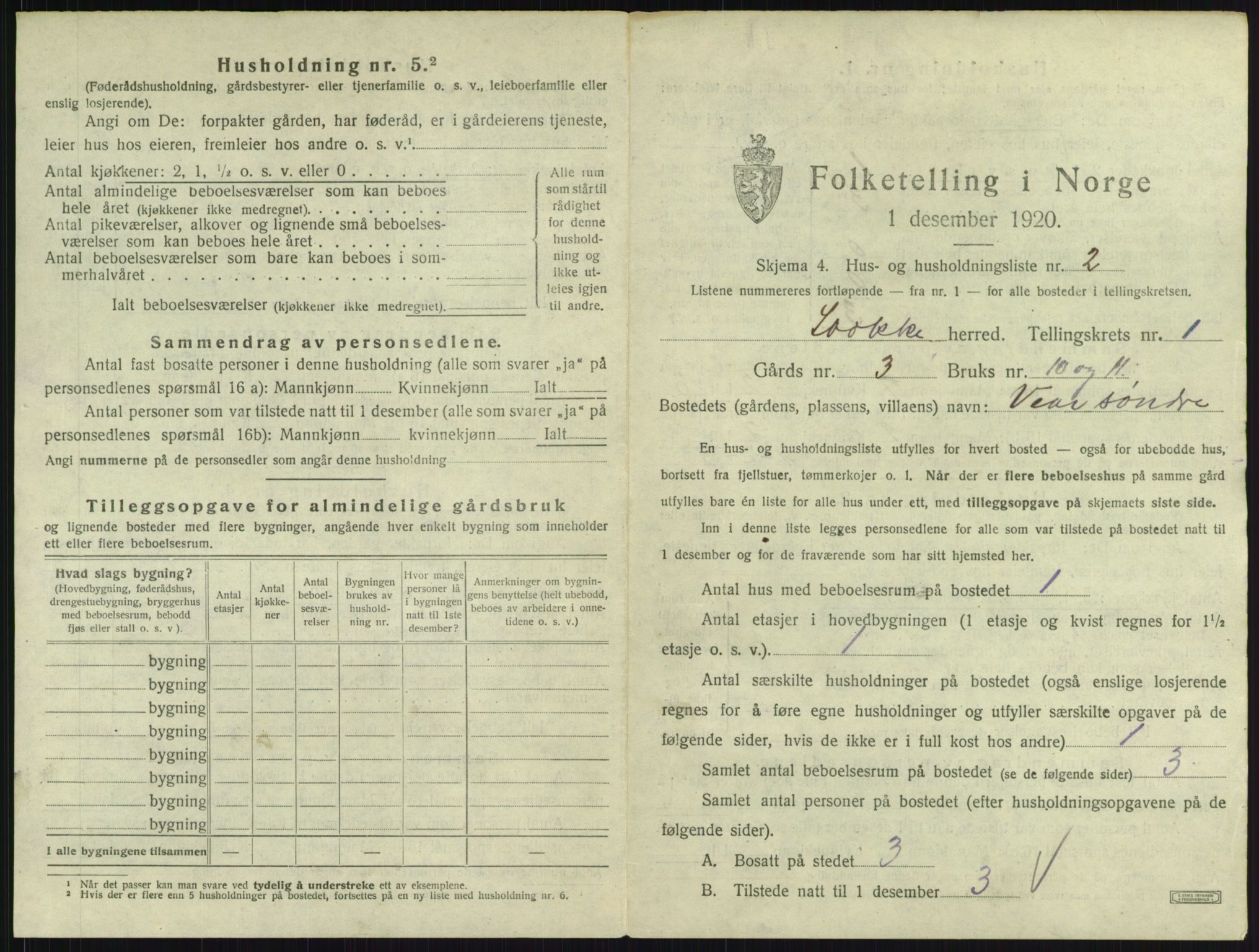 SAKO, 1920 census for Stokke, 1920, p. 53