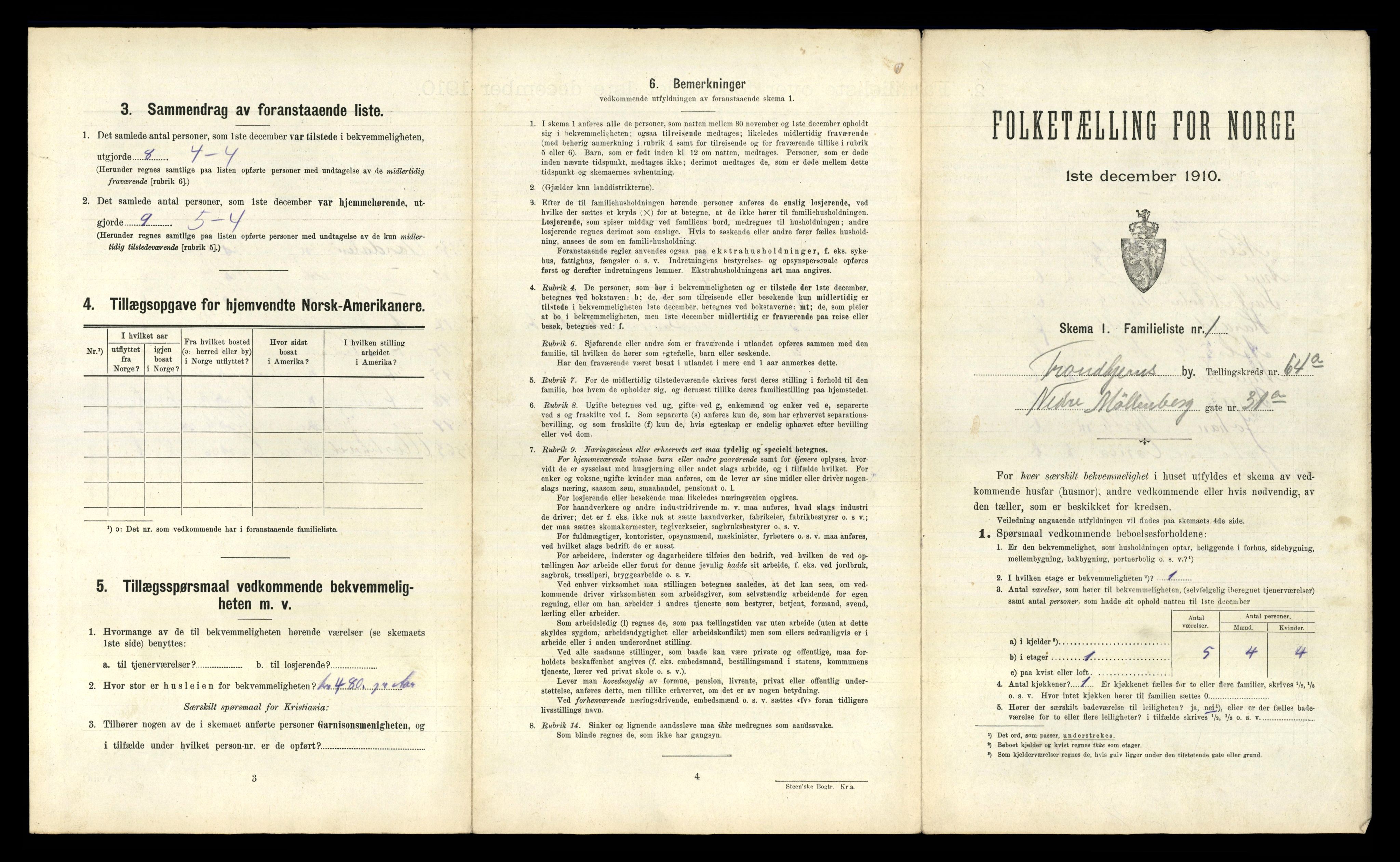 RA, 1910 census for Trondheim, 1910, p. 17245