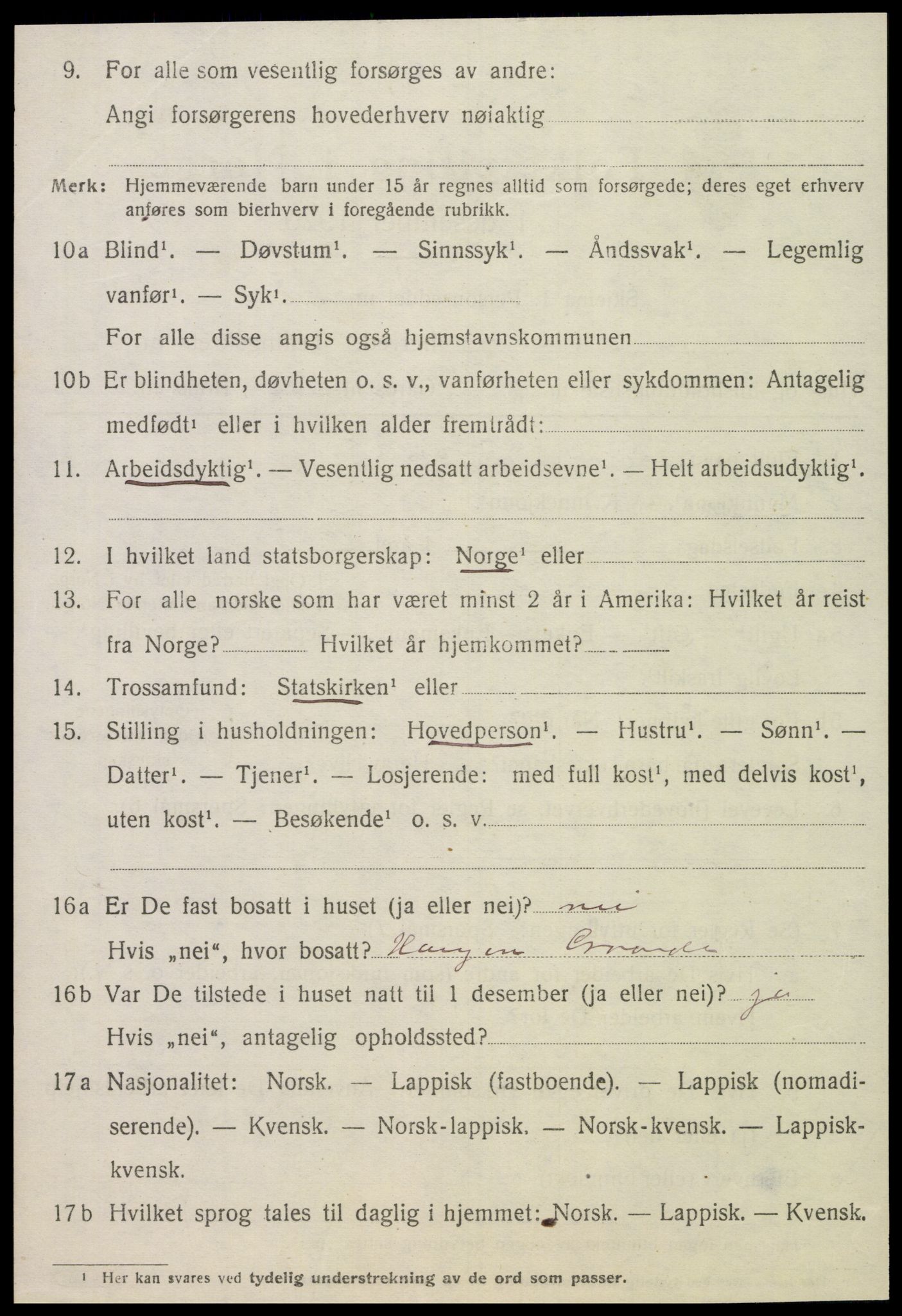 SAT, 1920 census for Overhalla, 1920, p. 3705