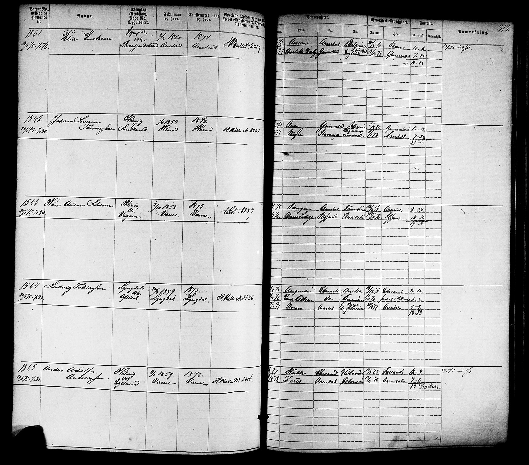 Farsund mønstringskrets, AV/SAK-2031-0017/F/Fa/L0005: Annotasjonsrulle nr 1-1910 med register, Z-2, 1869-1877, p. 343