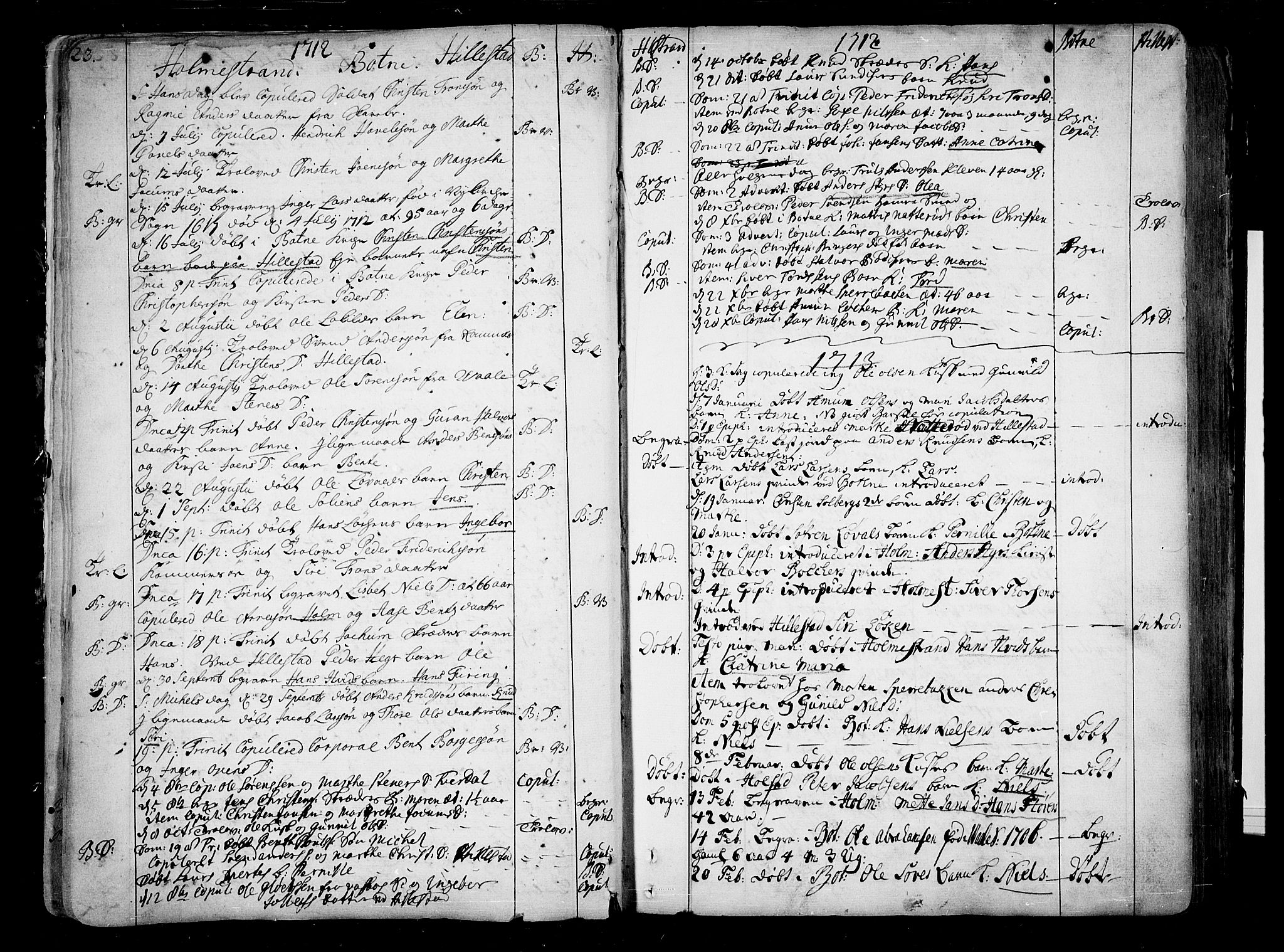 Botne kirkebøker, AV/SAKO-A-340/F/Fa/L0001a: Parish register (official) no. I 1A, 1707-1778, p. 23-24