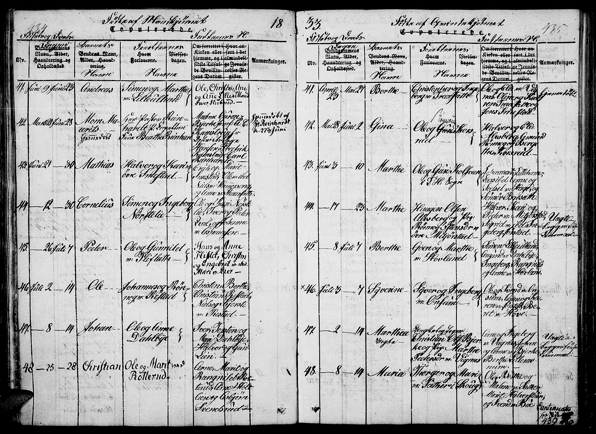 Fåberg prestekontor, SAH/PREST-086/H/Ha/Haa/L0003: Parish register (official) no. 3, 1818-1833, p. 434-435