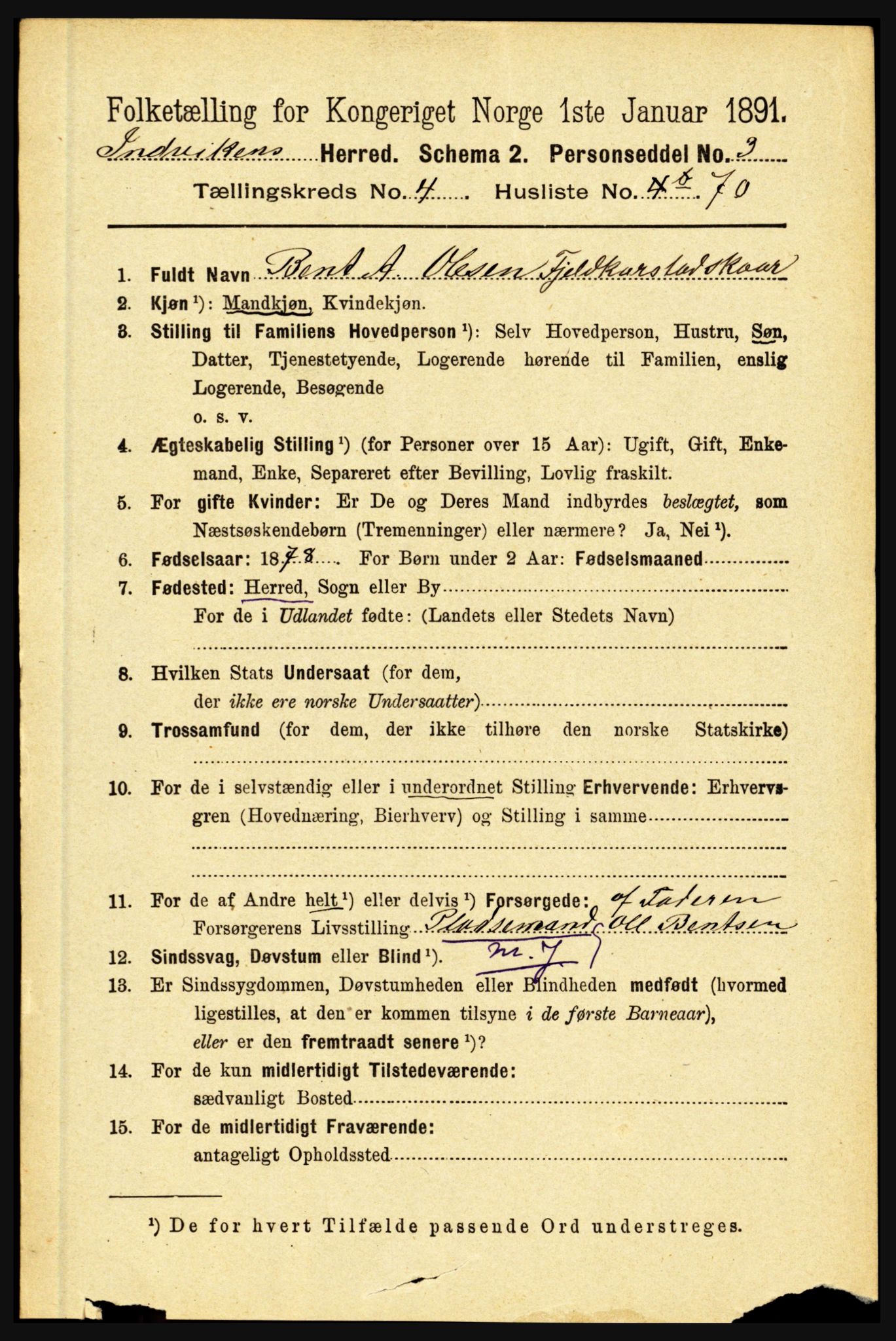 RA, 1891 census for 1447 Innvik, 1891, p. 1888