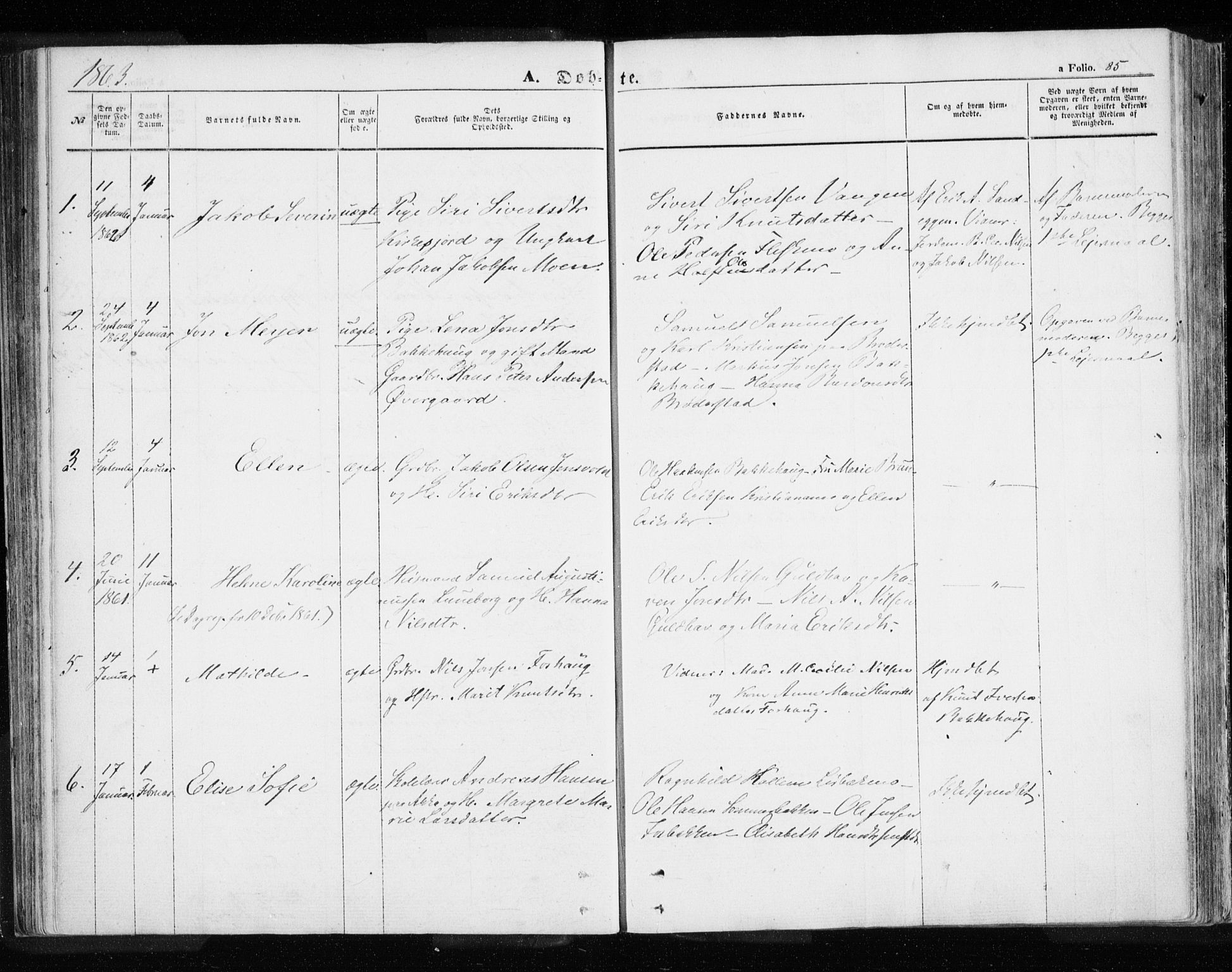 Målselv sokneprestembete, SATØ/S-1311/G/Ga/Gaa/L0003kirke: Parish register (official) no. 3, 1853-1863, p. 85