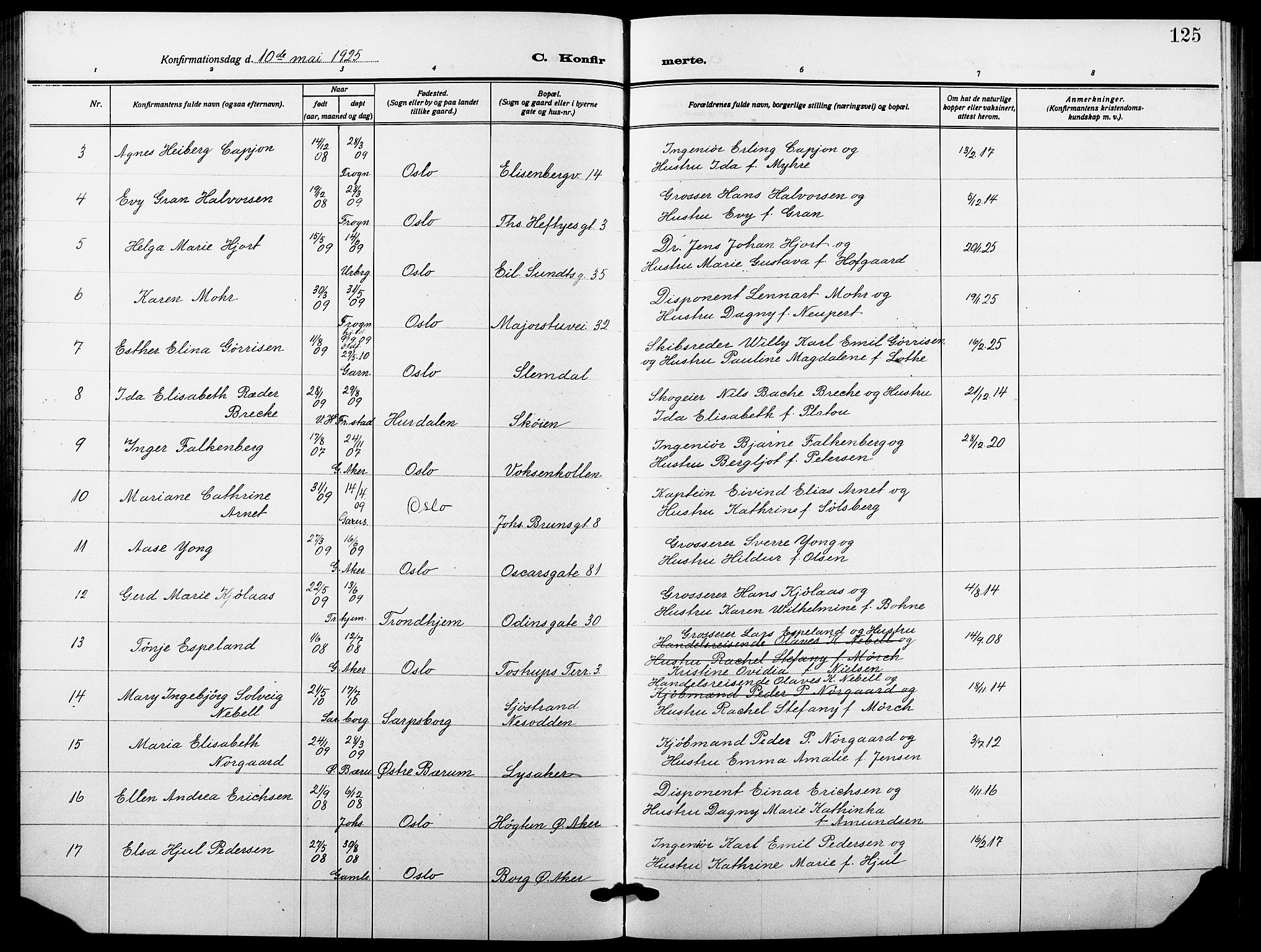 Garnisonsmenigheten Kirkebøker, AV/SAO-A-10846/F/Fa/L0016: Parish register (official) no. 16, 1922-1930, p. 125