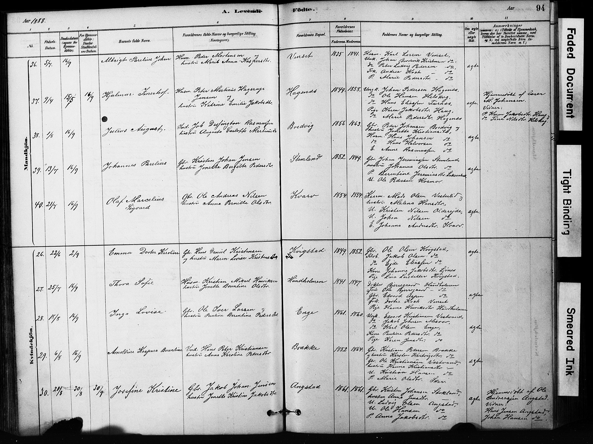 Ministerialprotokoller, klokkerbøker og fødselsregistre - Nordland, AV/SAT-A-1459/852/L0754: Parish register (copy) no. 852C05, 1878-1894, p. 94