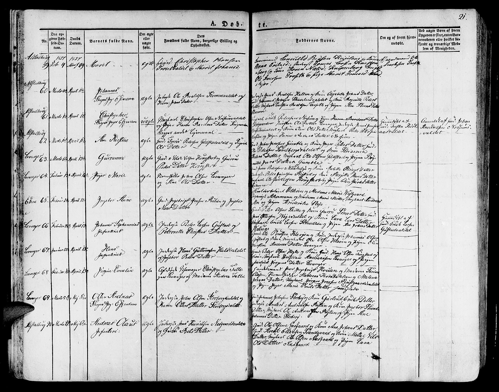 Ministerialprotokoller, klokkerbøker og fødselsregistre - Nord-Trøndelag, SAT/A-1458/717/L0152: Parish register (official) no. 717A05 /1, 1825-1836, p. 21