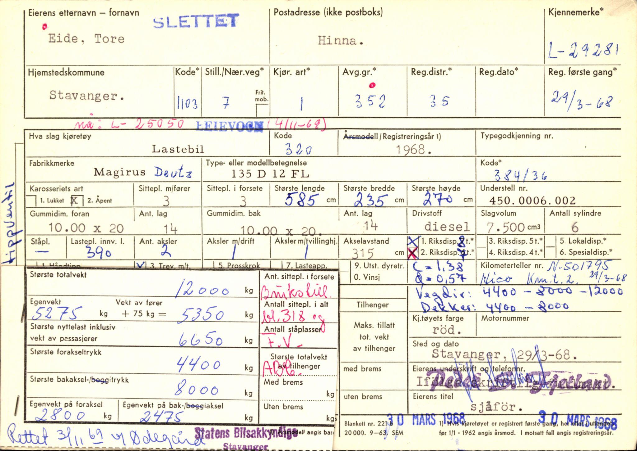 Stavanger trafikkstasjon, AV/SAST-A-101942/0/F/L0048: L-29100 - L-29899, 1930-1971, p. 497