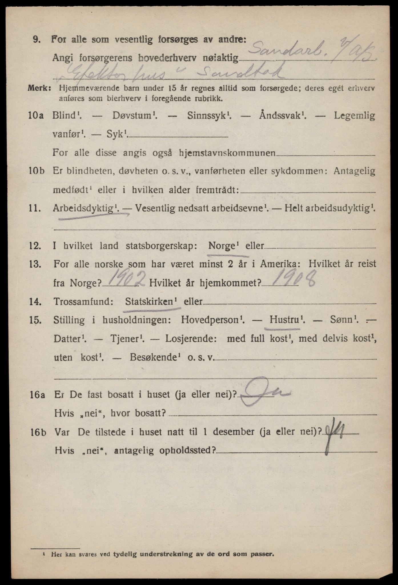 SAST, 1920 census for Forsand, 1920, p. 2756