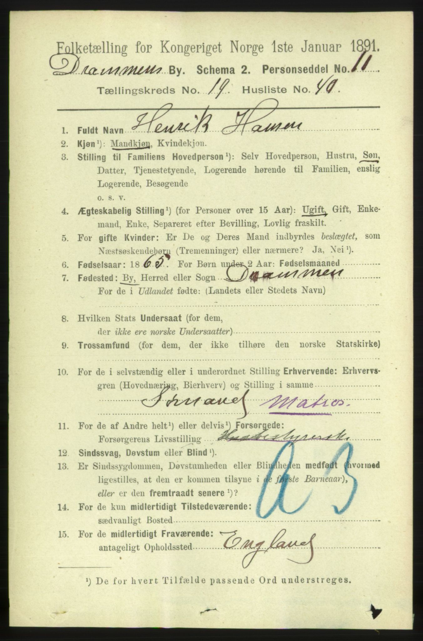 RA, 1891 census for 0602 Drammen, 1891, p. 12502