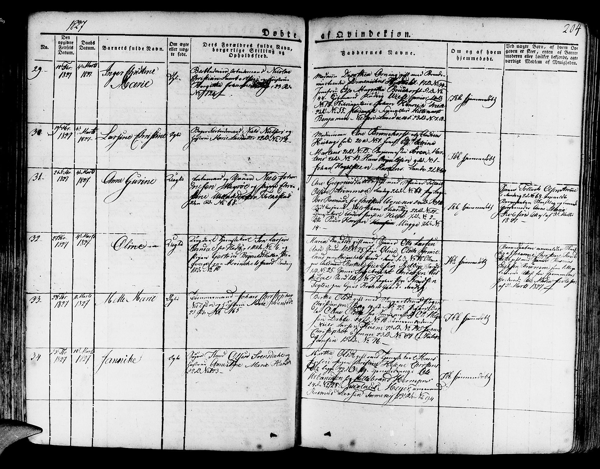 Korskirken sokneprestembete, SAB/A-76101/H/Haa/L0014: Parish register (official) no. A 14, 1823-1835, p. 204