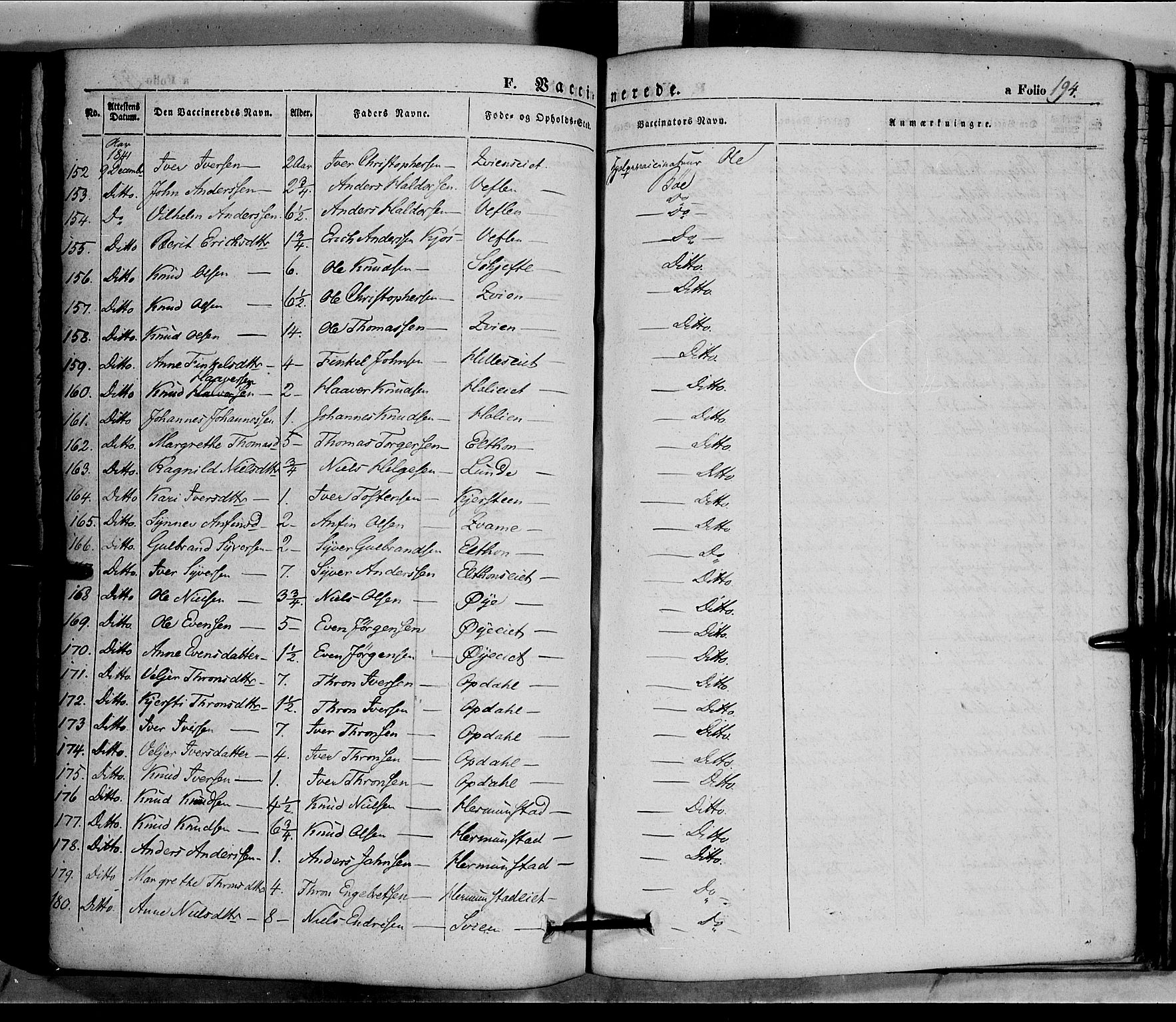 Vang prestekontor, Valdres, SAH/PREST-140/H/Ha/L0005: Parish register (official) no. 5, 1831-1845, p. 194