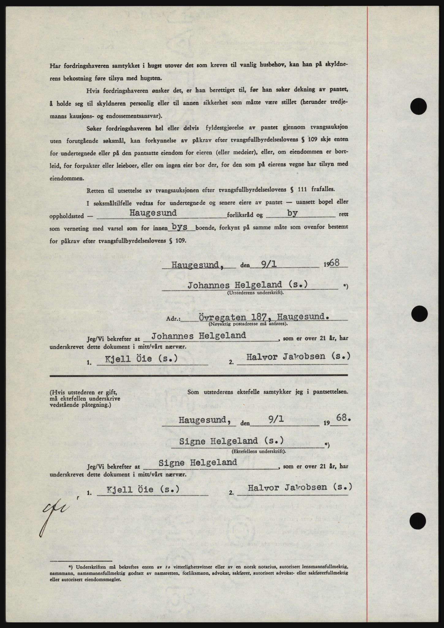 Haugesund tingrett, SAST/A-101415/01/II/IIC/L0058: Mortgage book no. B 58, 1967-1968, Diary no: : 75/1968