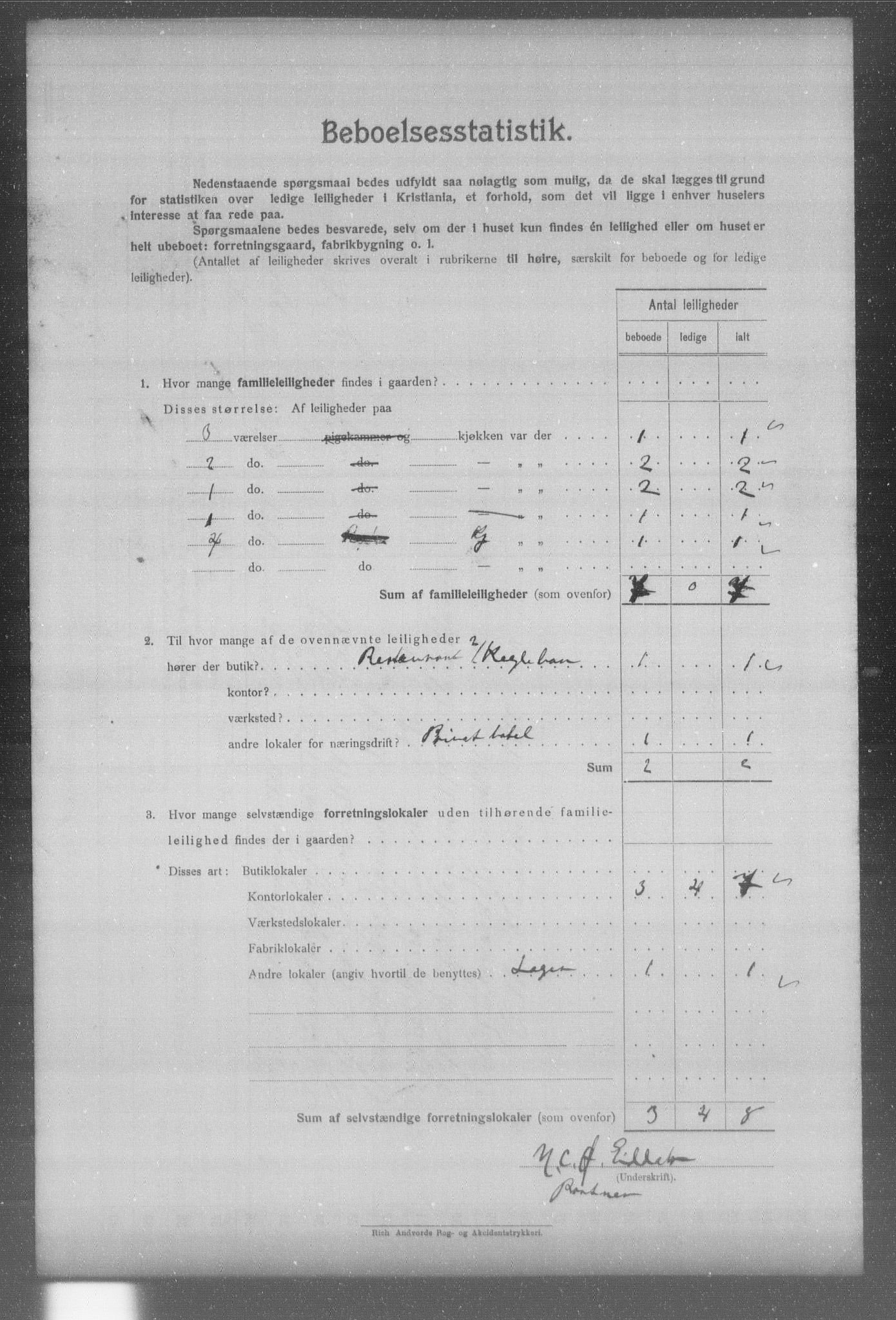 OBA, Municipal Census 1904 for Kristiania, 1904, p. 3487