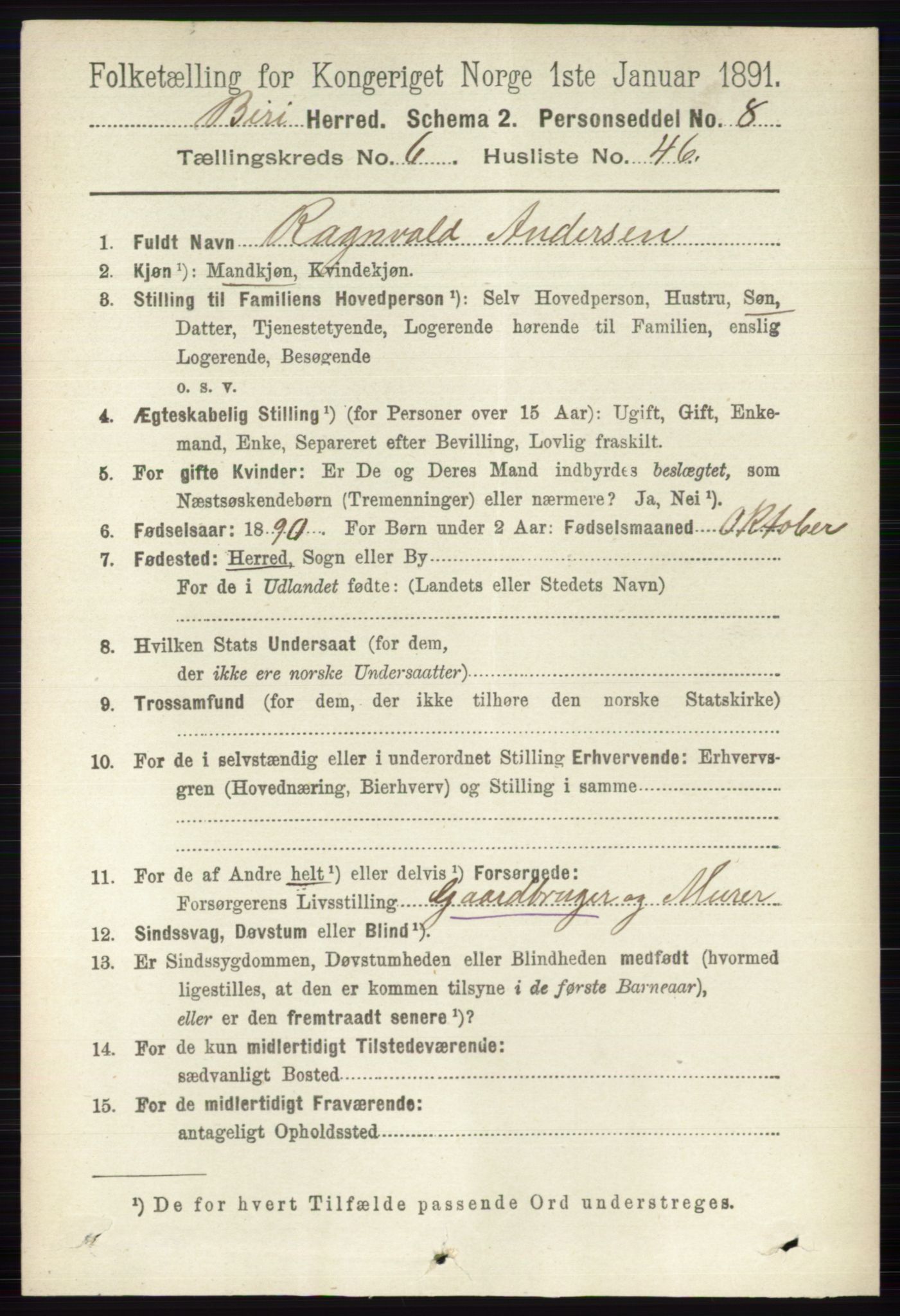 RA, 1891 census for 0525 Biri, 1891, p. 2379