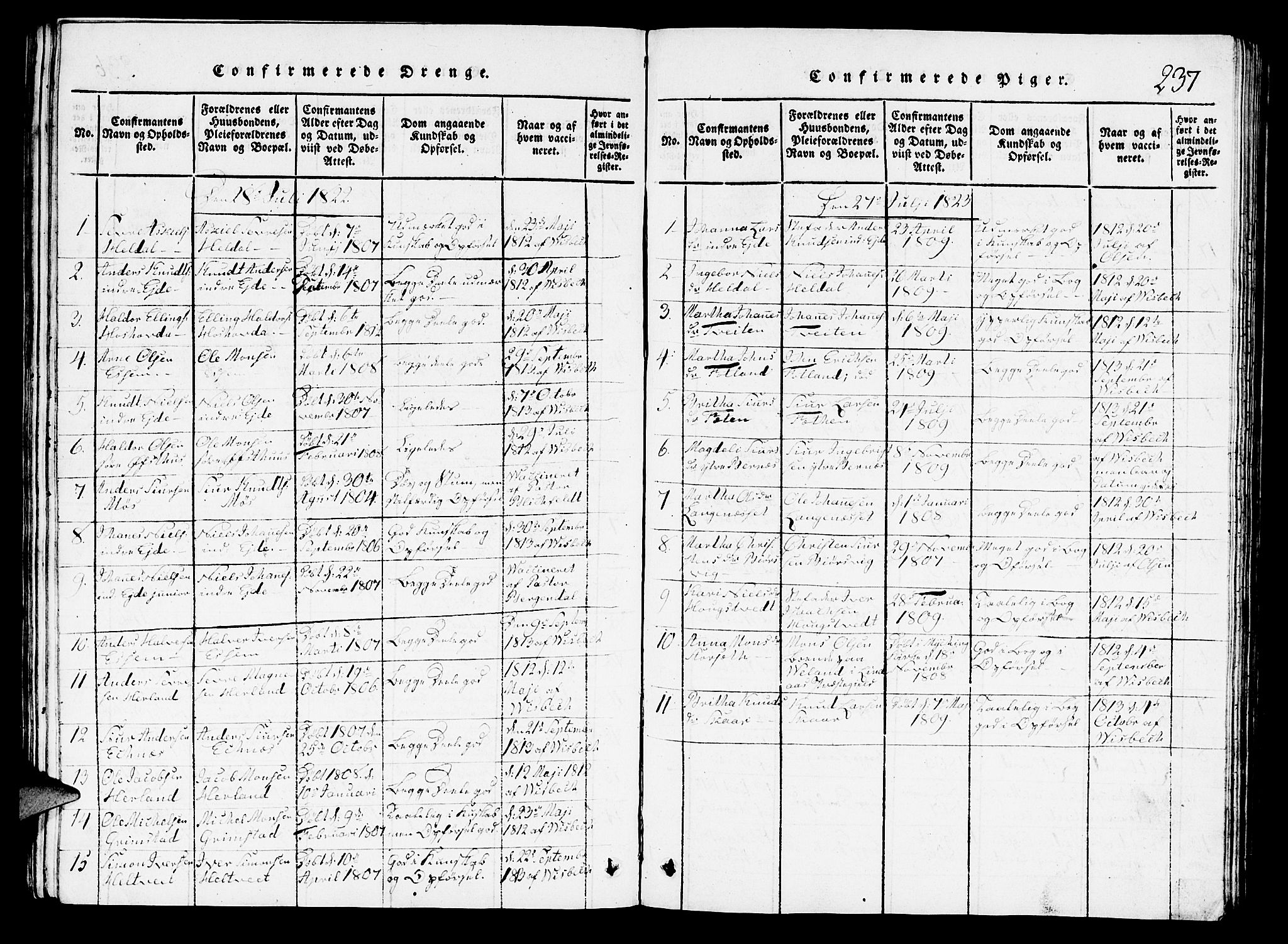 Hosanger sokneprestembete, AV/SAB-A-75801/H/Hab: Parish register (copy) no. A 1 /1, 1816-1856, p. 237