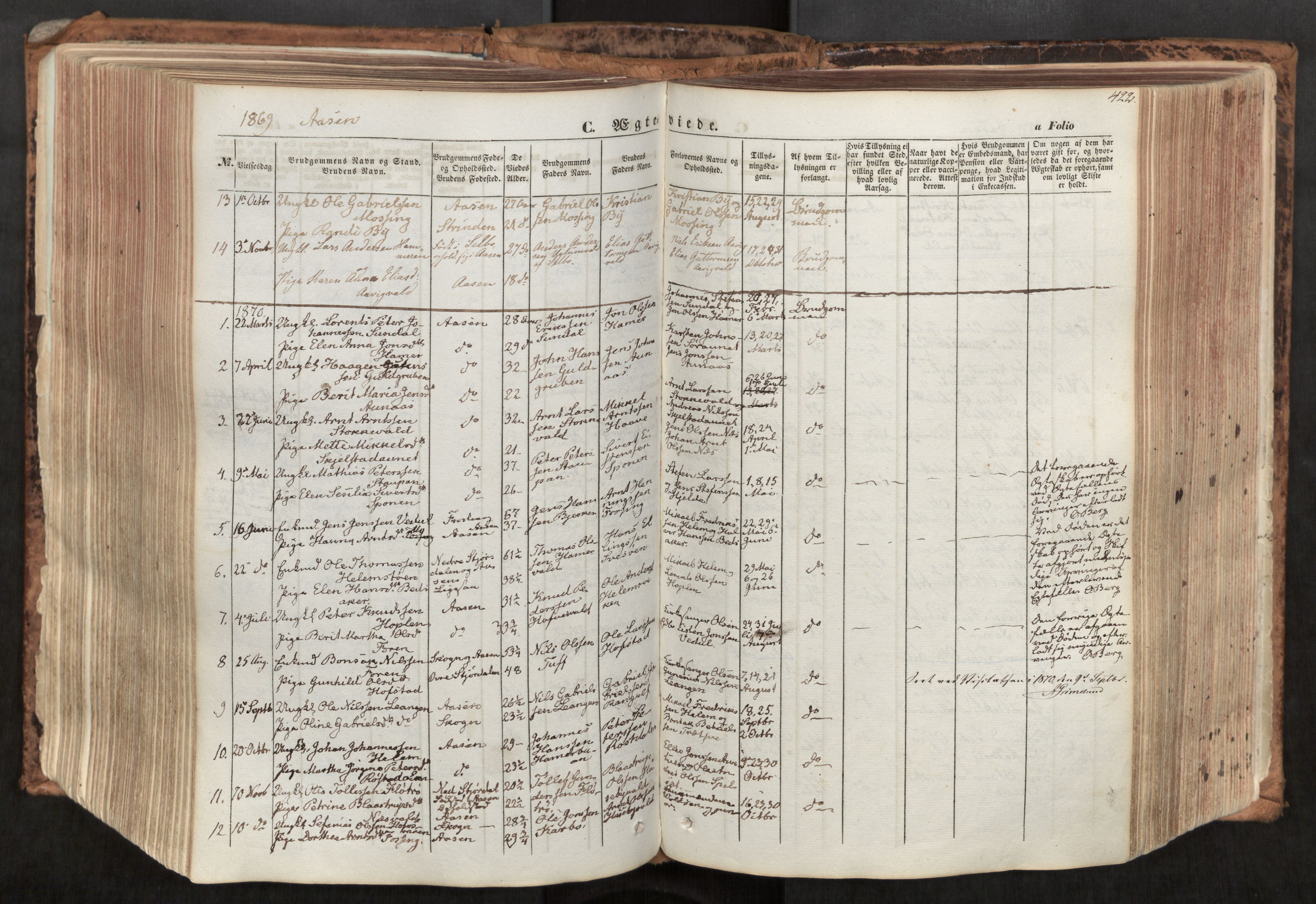 Ministerialprotokoller, klokkerbøker og fødselsregistre - Nord-Trøndelag, SAT/A-1458/713/L0116: Parish register (official) no. 713A07, 1850-1877, p. 422