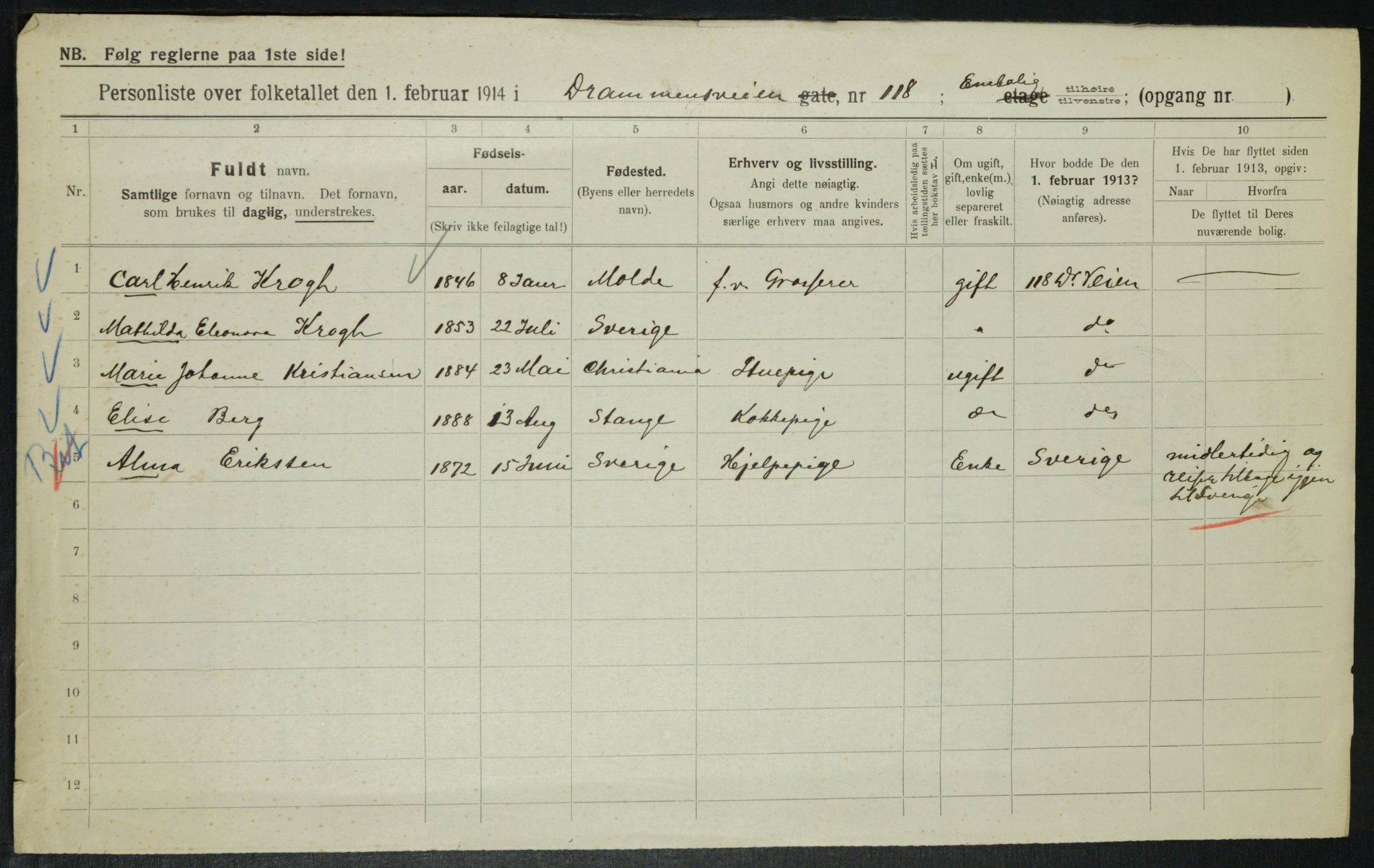 OBA, Municipal Census 1914 for Kristiania, 1914, p. 17301